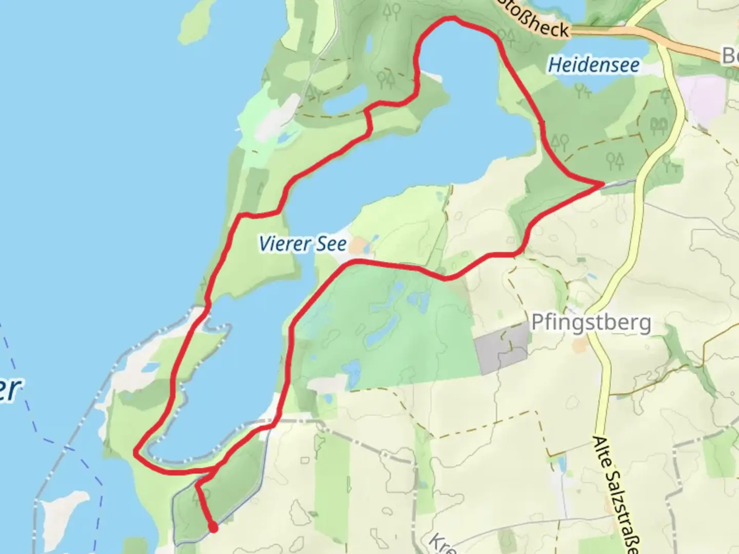 An image depicting the trail Vierer See Loop from Waldshagen and its surrounding area.