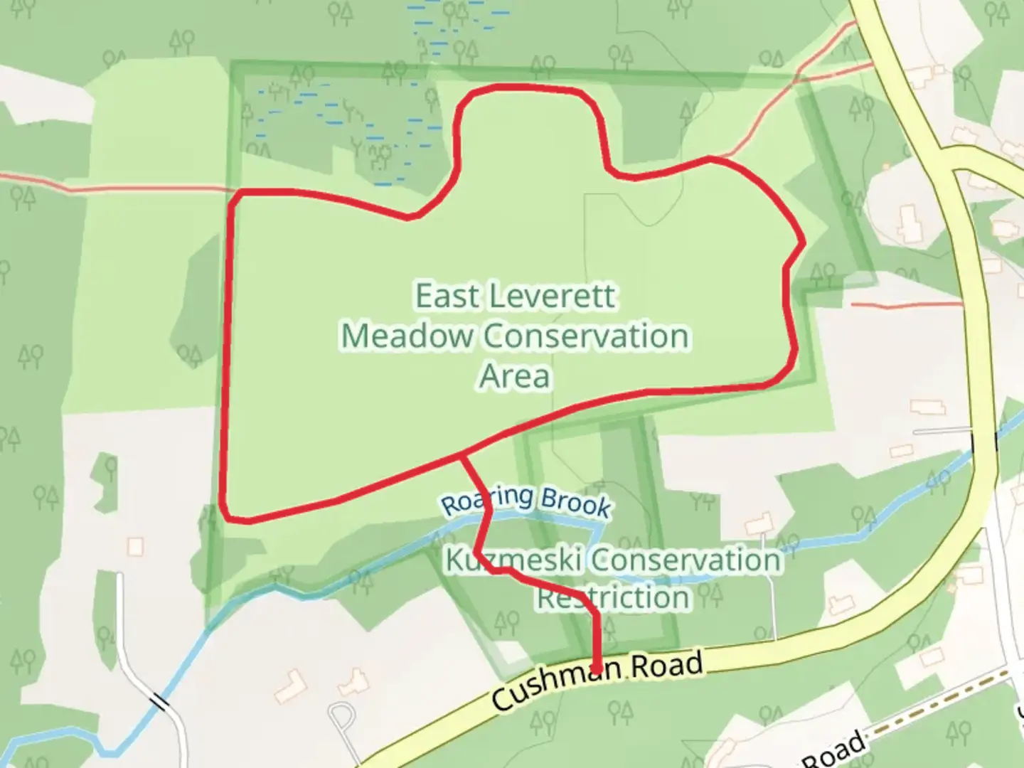 An image depicting the trail East Leverett Meadow Loop and its surrounding area.