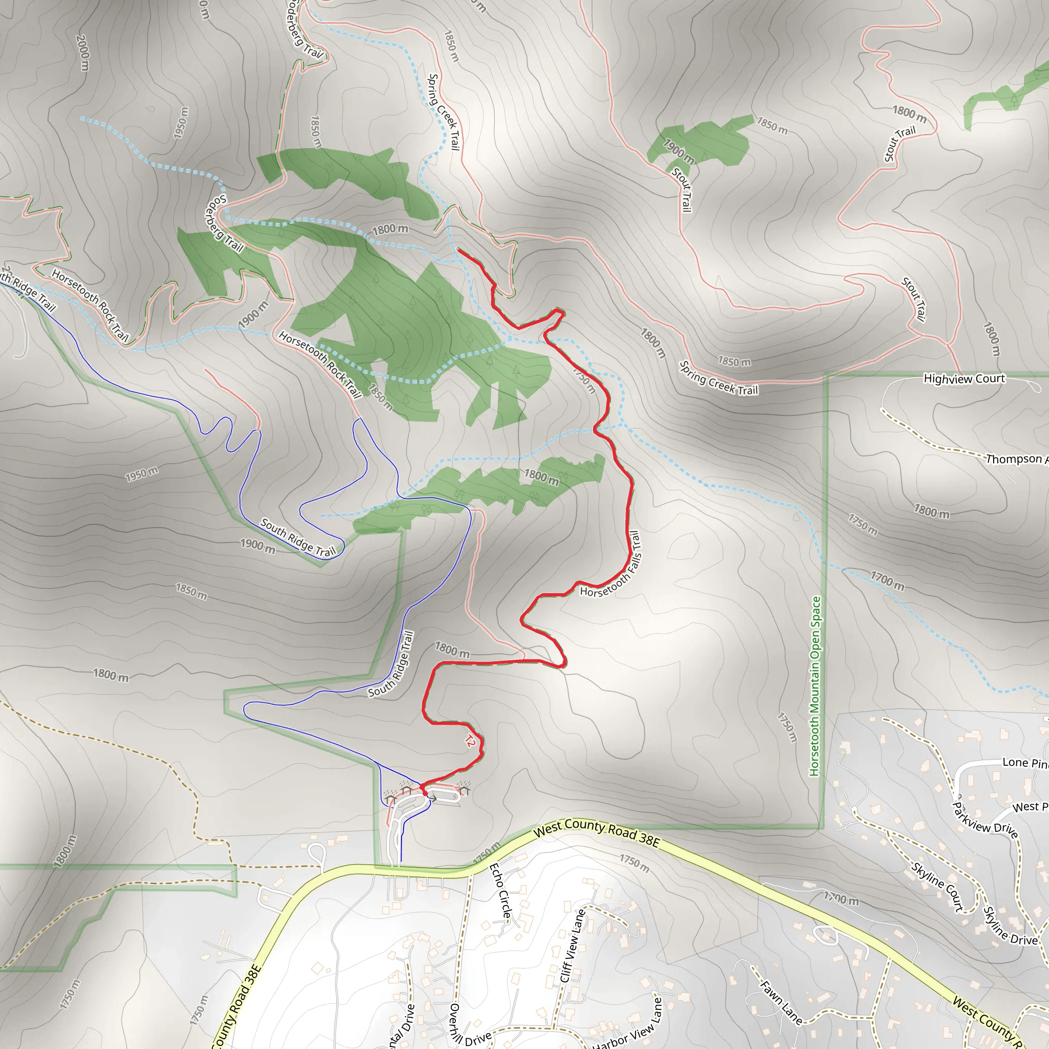 Horsetooth Falls Trail mobile static map
