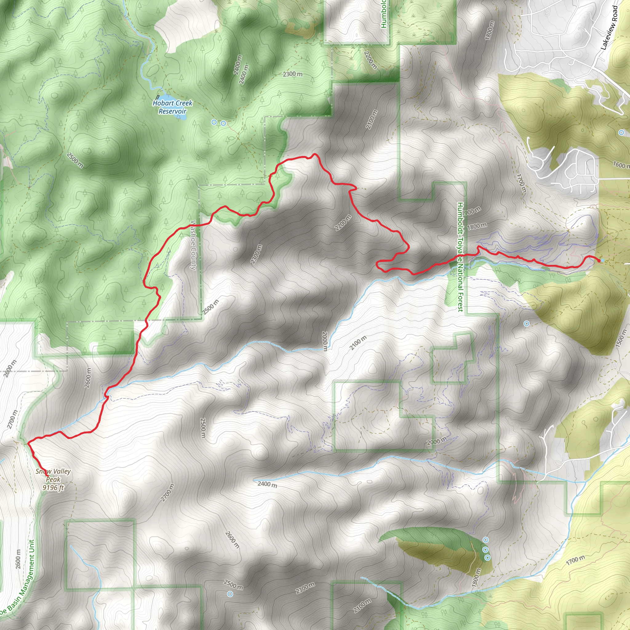 Snow Valley Peak via Ash Canyon Road mobile static map
