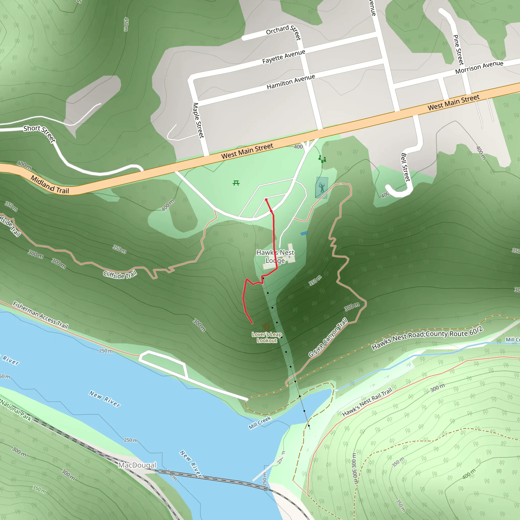 Lover's Leap Trail mobile static map