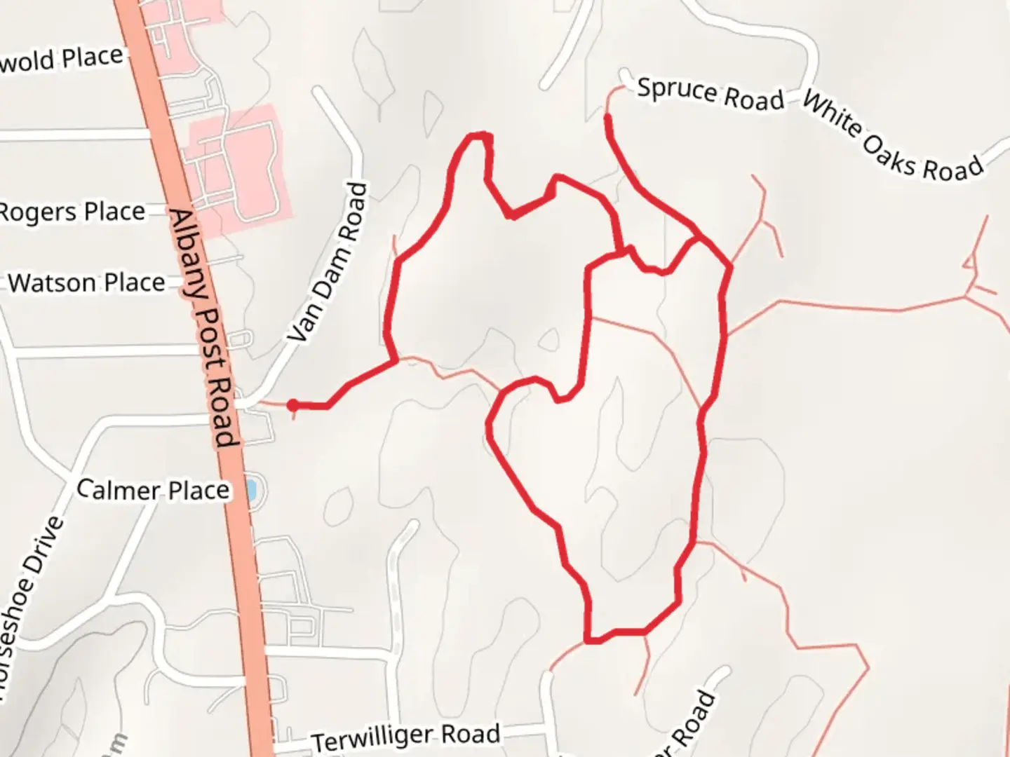 An image depicting the trail Green - Orange Loop and its surrounding area.