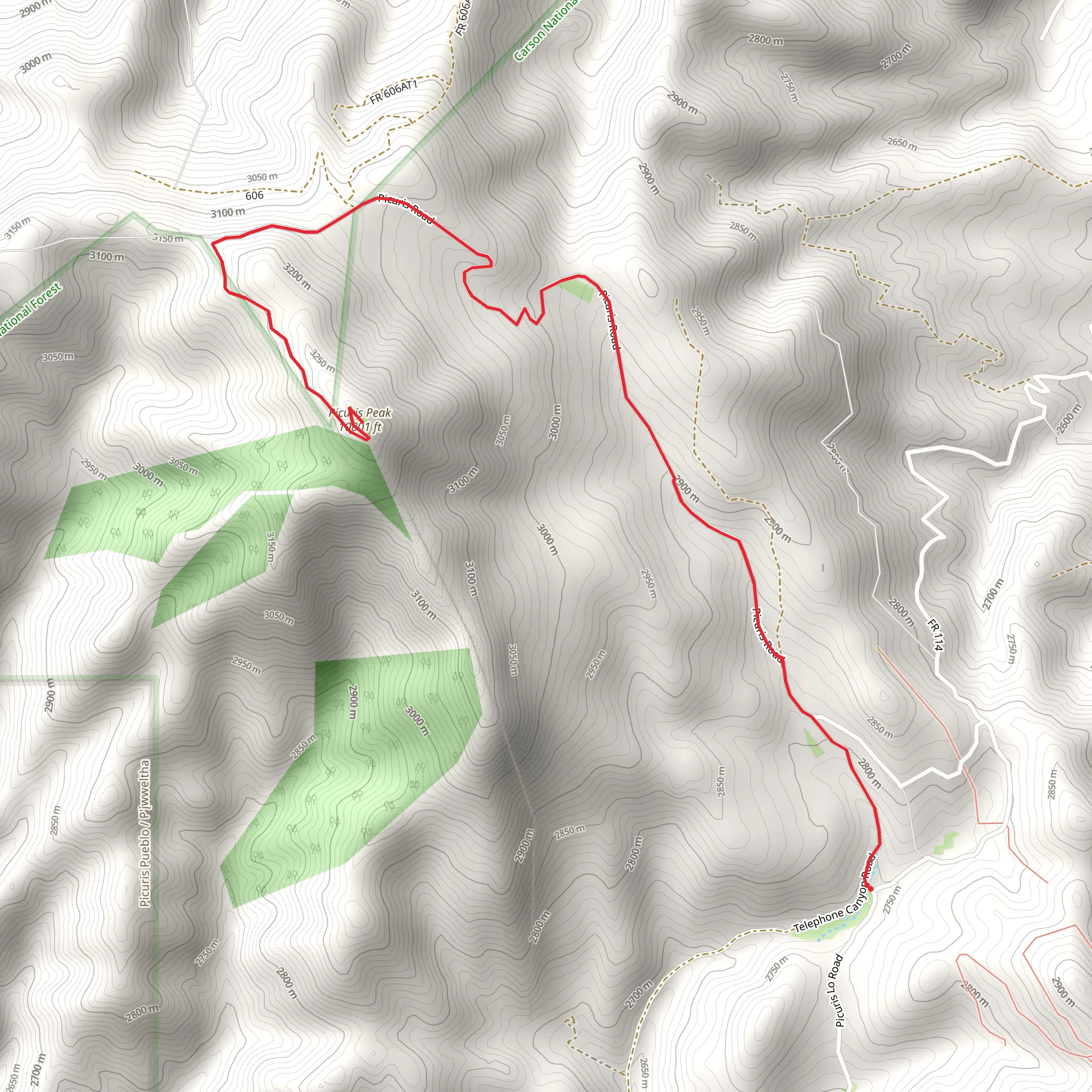 Picuris Peak via Lookout Road mobile static map