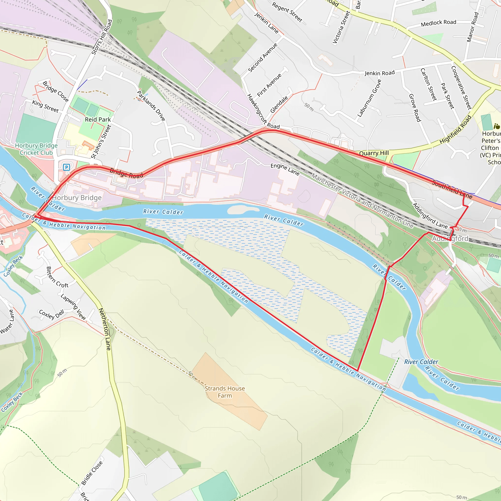 The Strands Loop - Horbury Bridge mobile static map