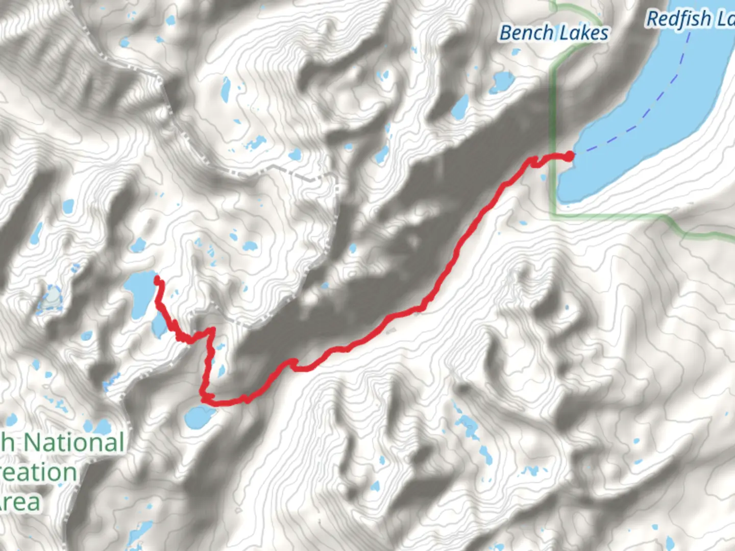 An image depicting the trail Baron Lake and its surrounding area.