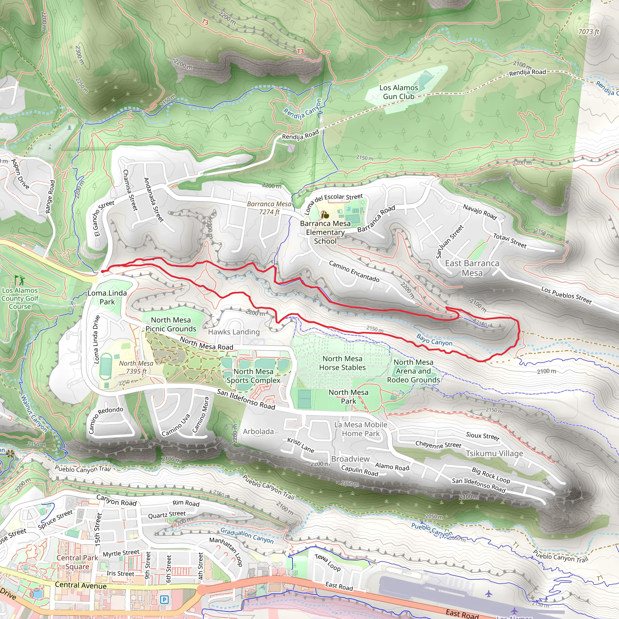 Bayo Bench - Bayo Canyon Loop Trail mobile static map