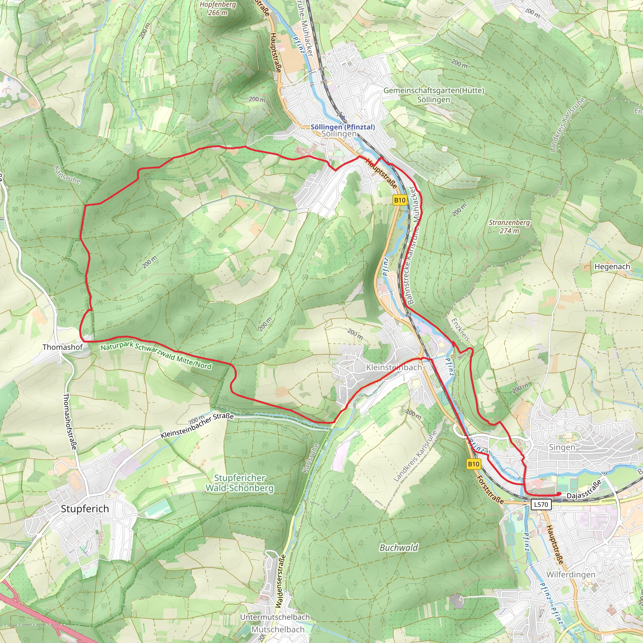 Remchingen and Sollingen Loop mobile static map