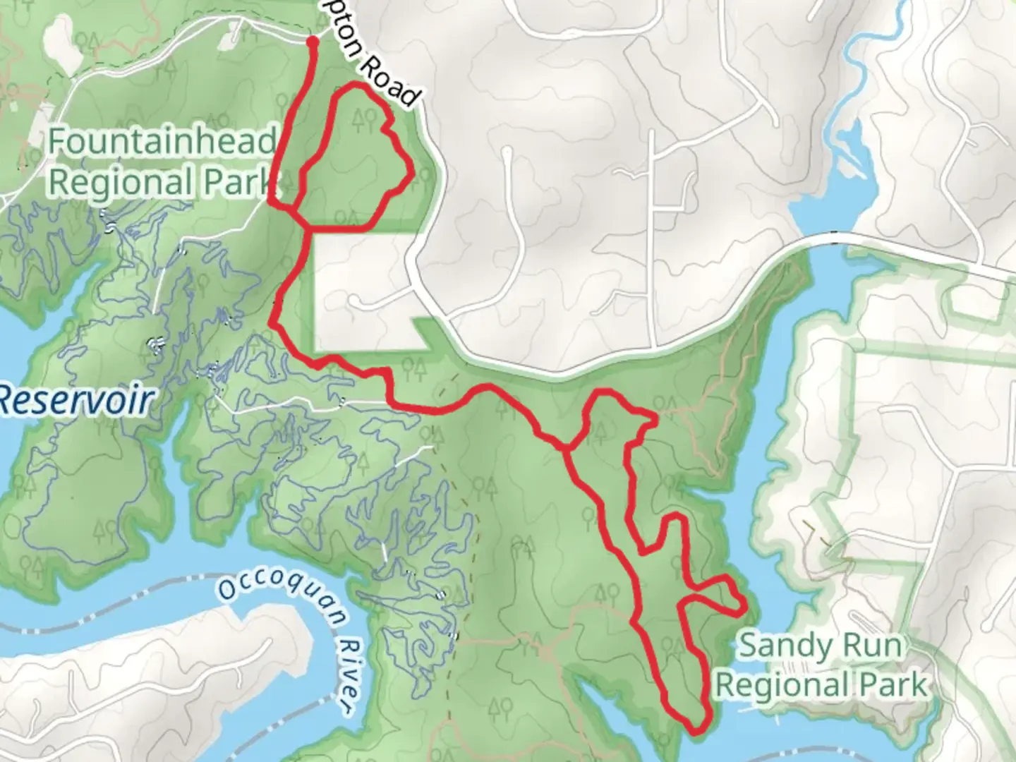 An image depicting the trail Blue and Red Equestrian Loop Trail and its surrounding area.
