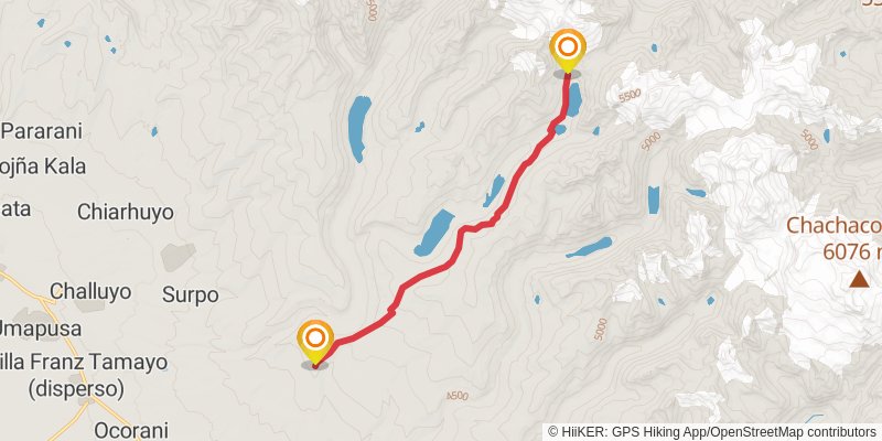 Cordillera Real Traverse stage 2 Map