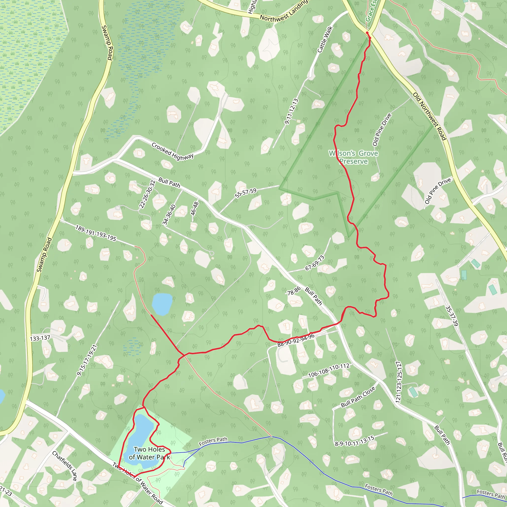 Two Holes Pond via Paumanok Path mobile static map