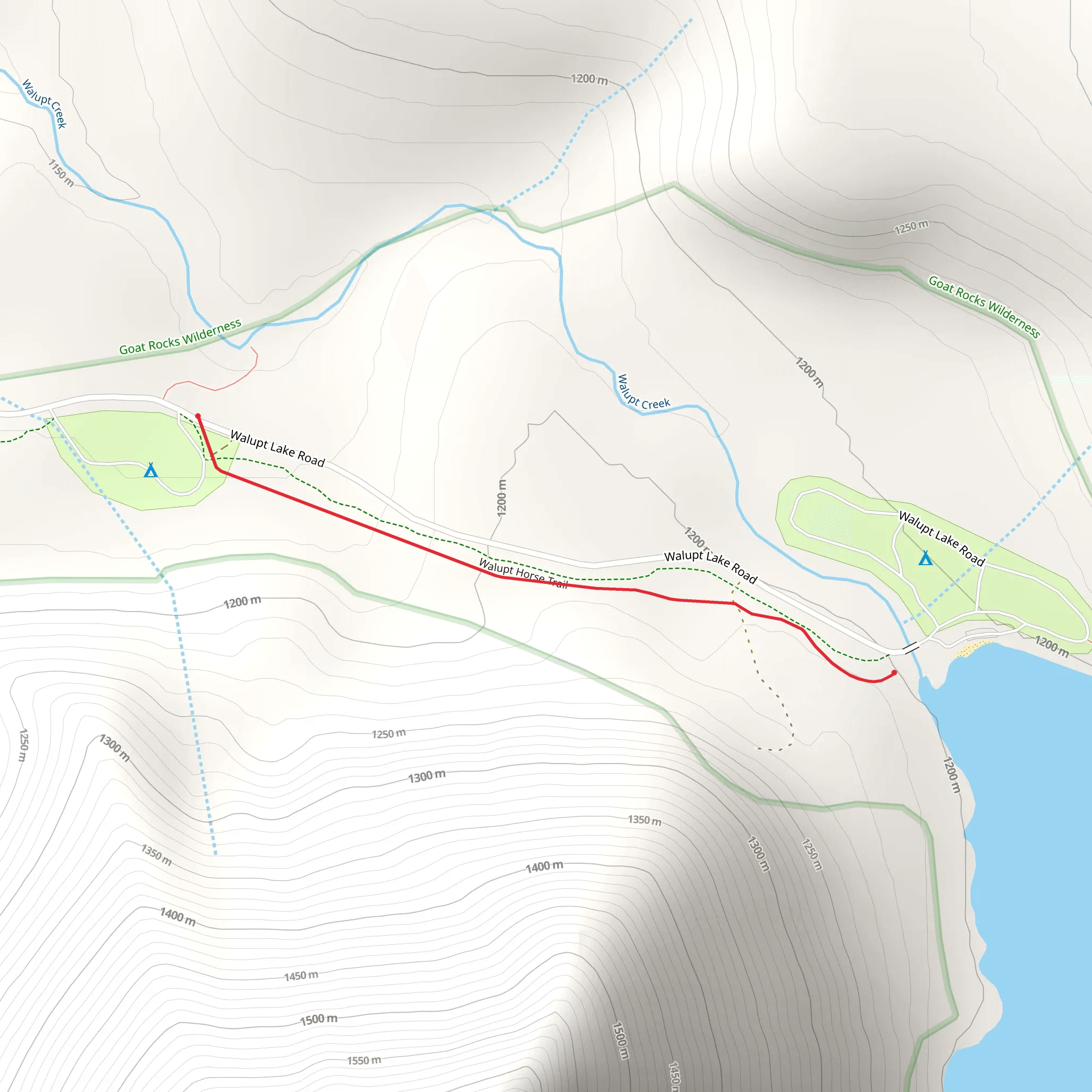 Walupt Lake Horse Camp Trail mobile static map
