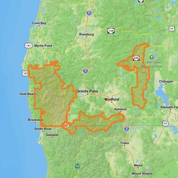 Rogue River-Siskiyou National Forests mobile static map