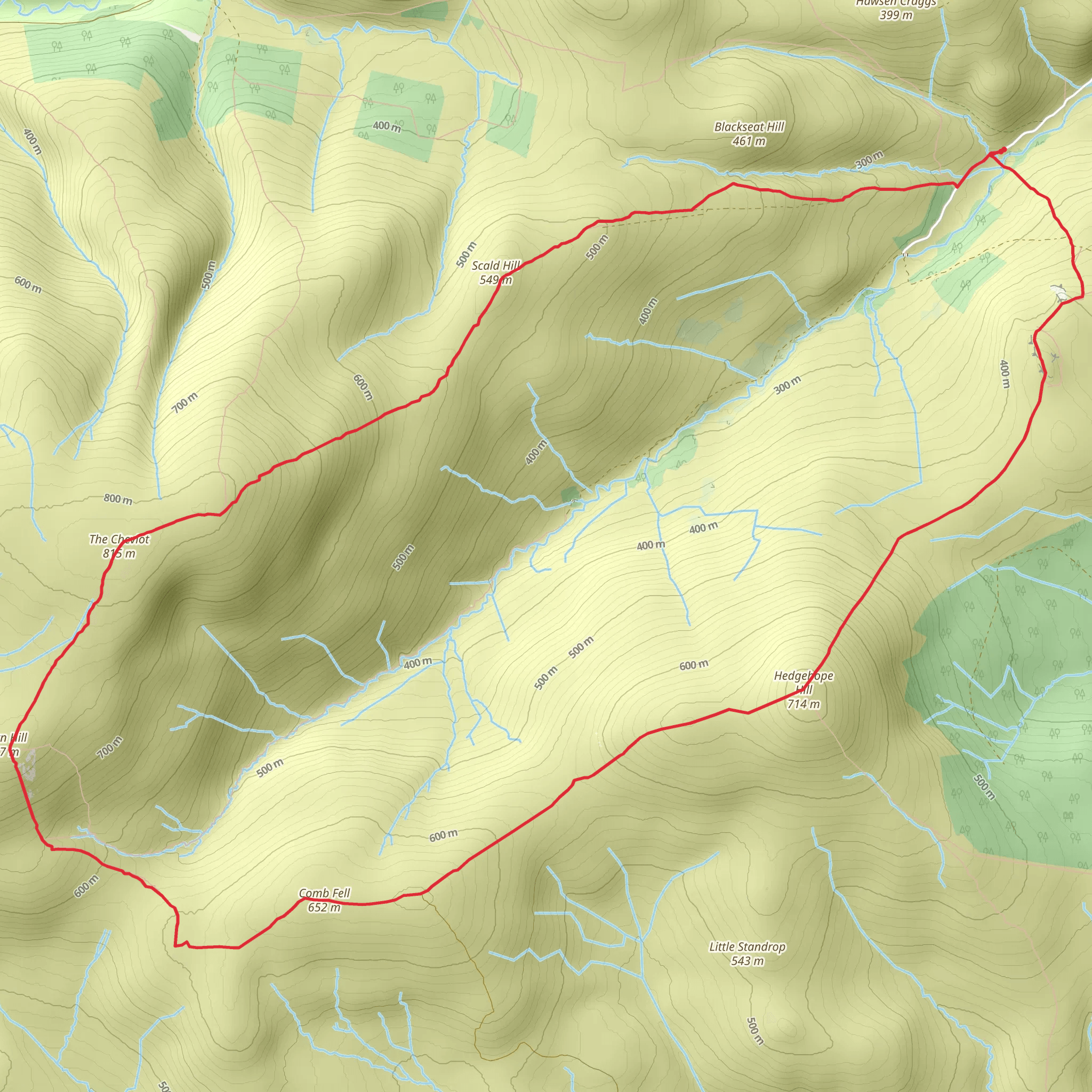 Scald Hill, The Cheviot, Cairn Hill and Comb Fell Loop mobile static map