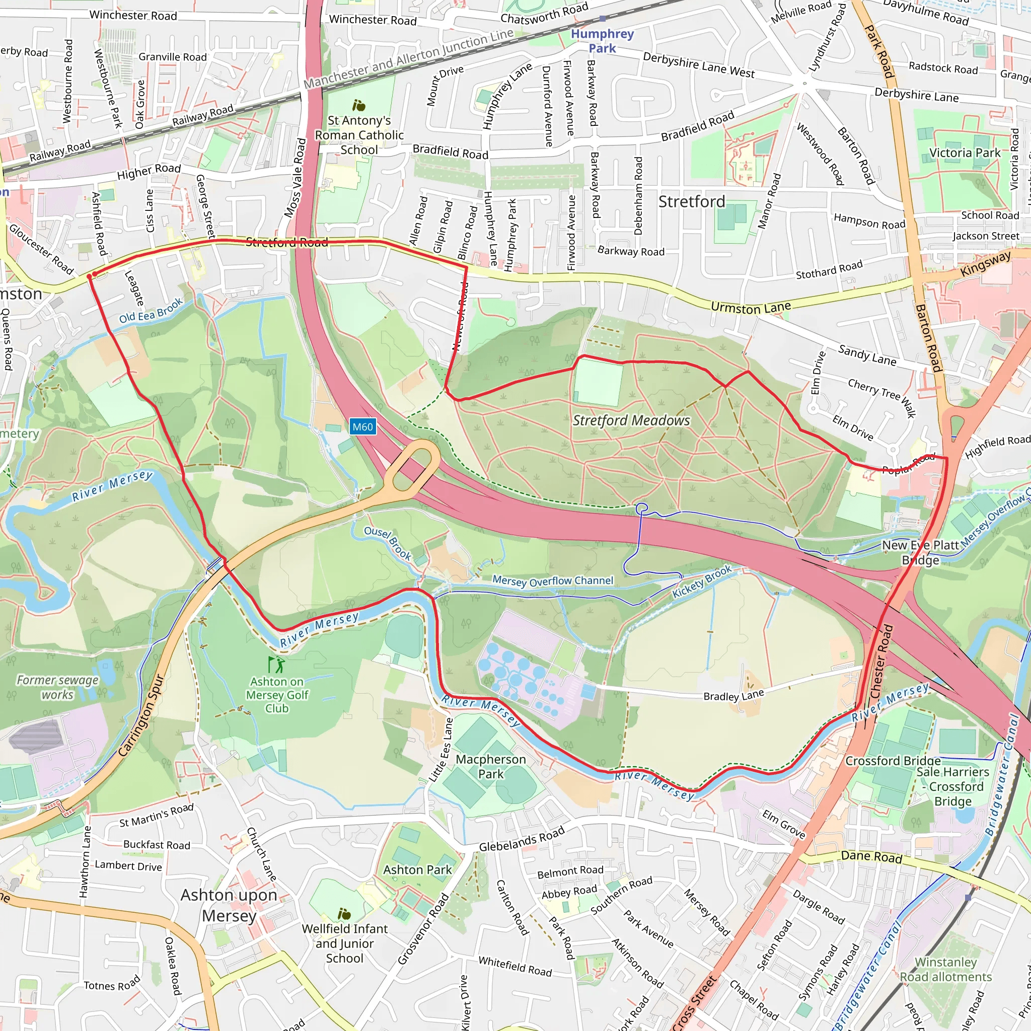 Stretford Circular Walk mobile static map