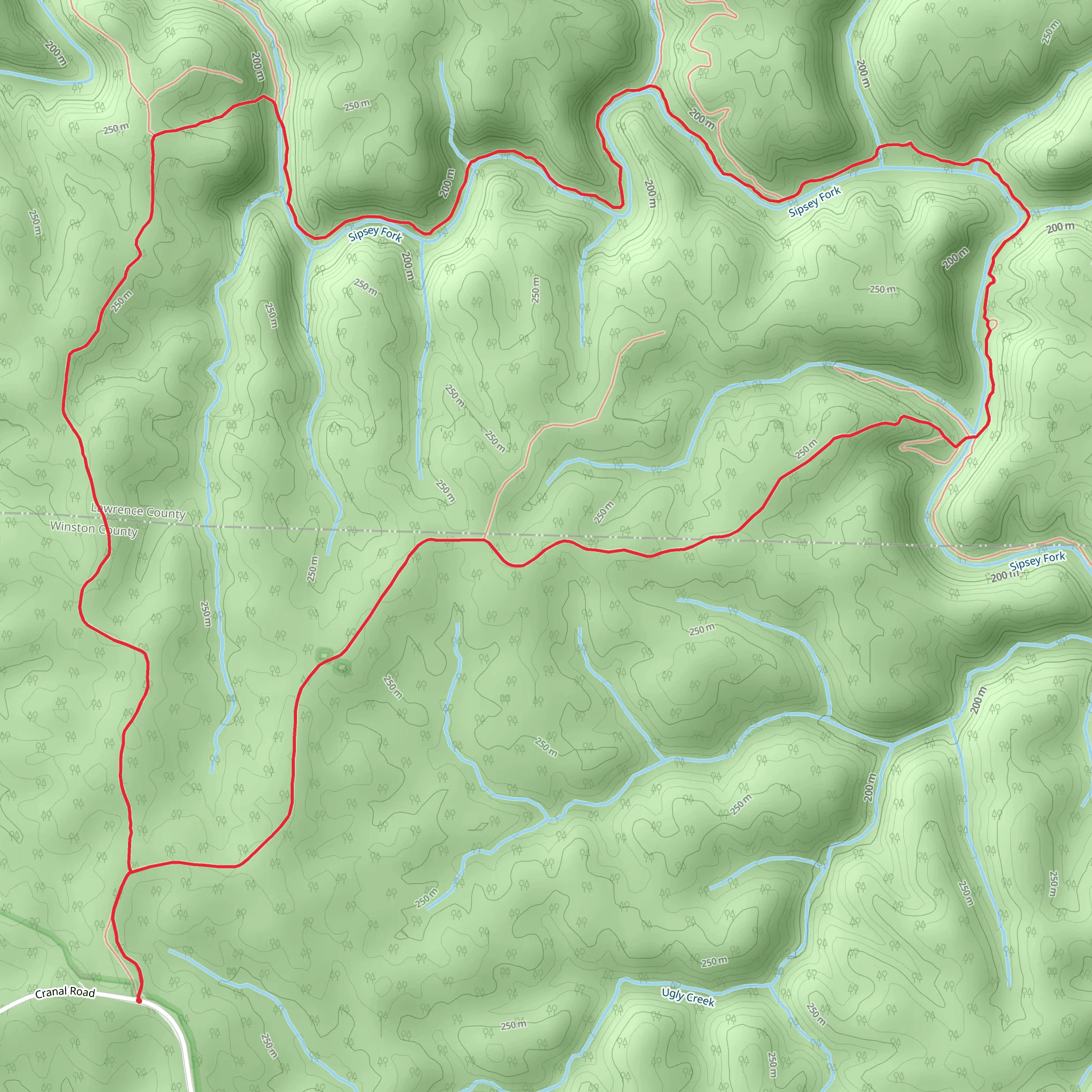 Randolph Wild Hiking and Sipsey Wild Hiking Trail mobile static map
