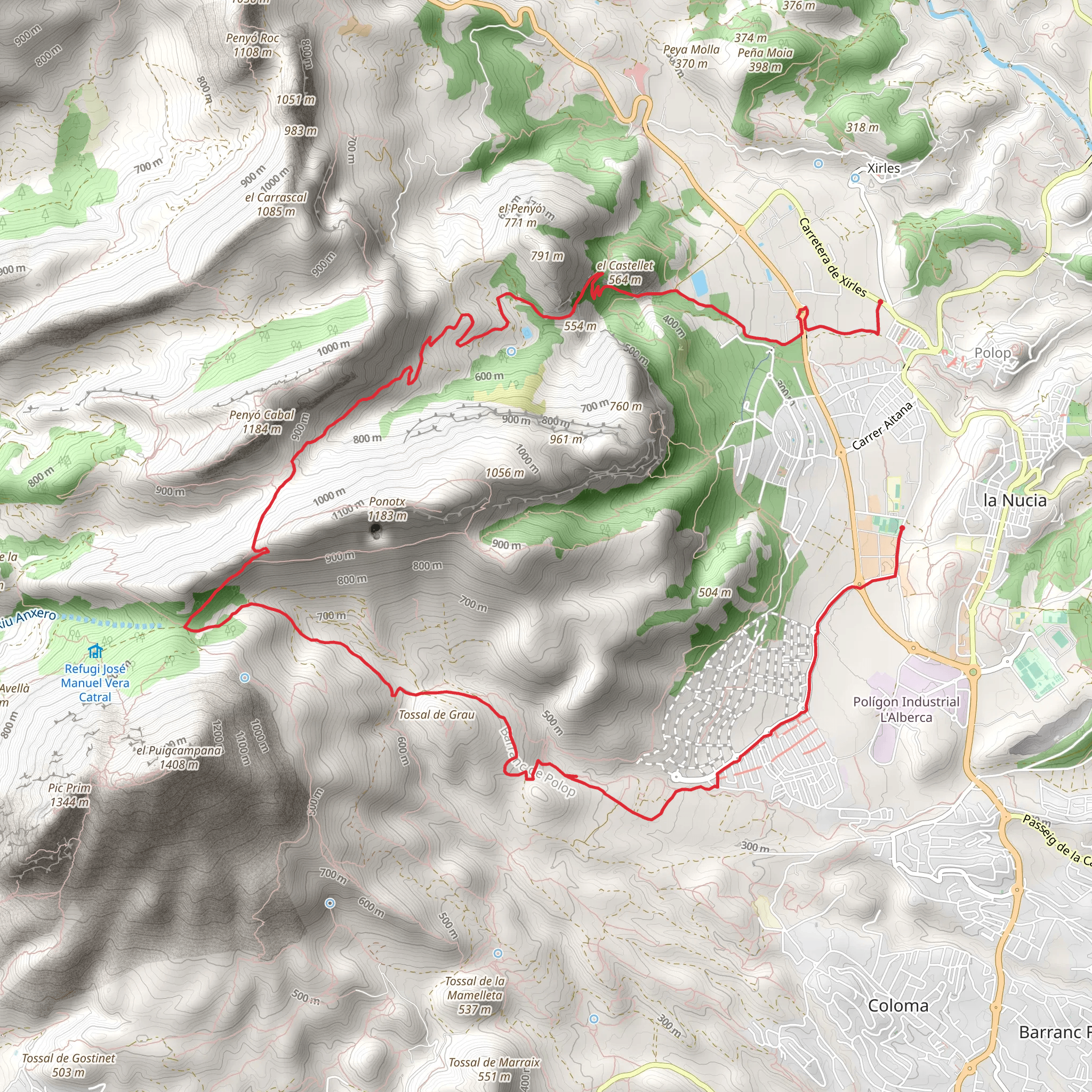 Polop - Collado del Llamo and Pouet - Polop PR CV 017 mobile static map