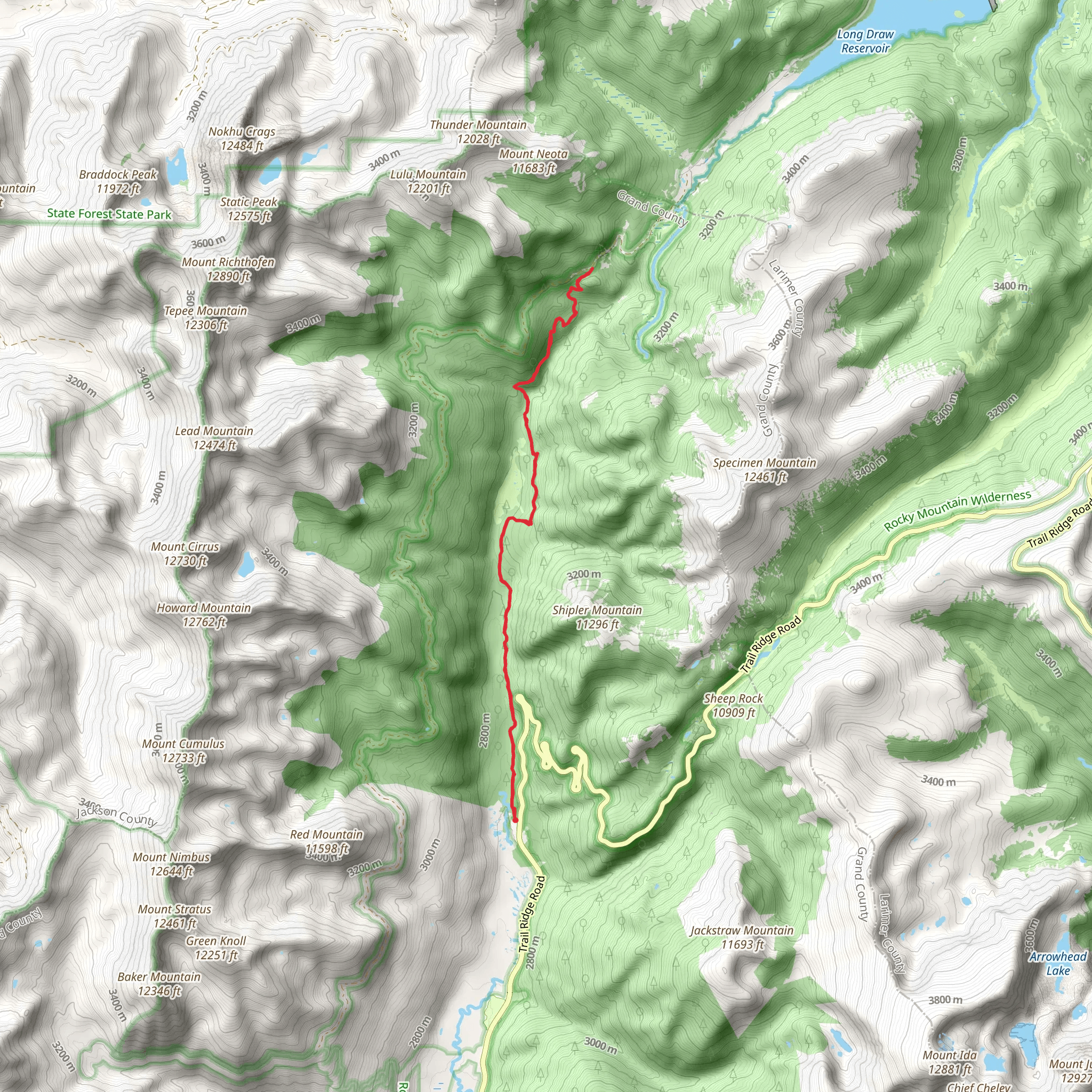 Colorado River Trail and La Poudre Pass Trail mobile static map