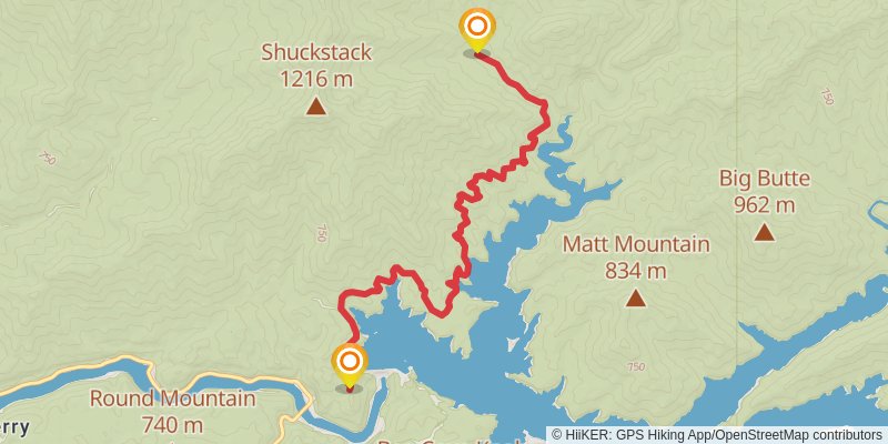 Lost Cove and Lakeshore Loop Trail via BMT stage 2 Map