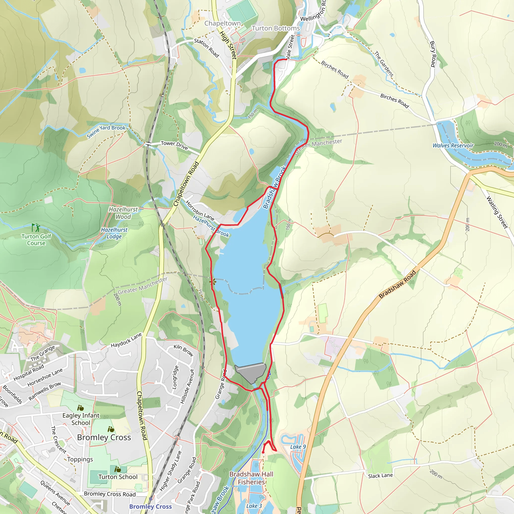 Jumbles Reservoir and Bradshaw Brook Walk mobile static map