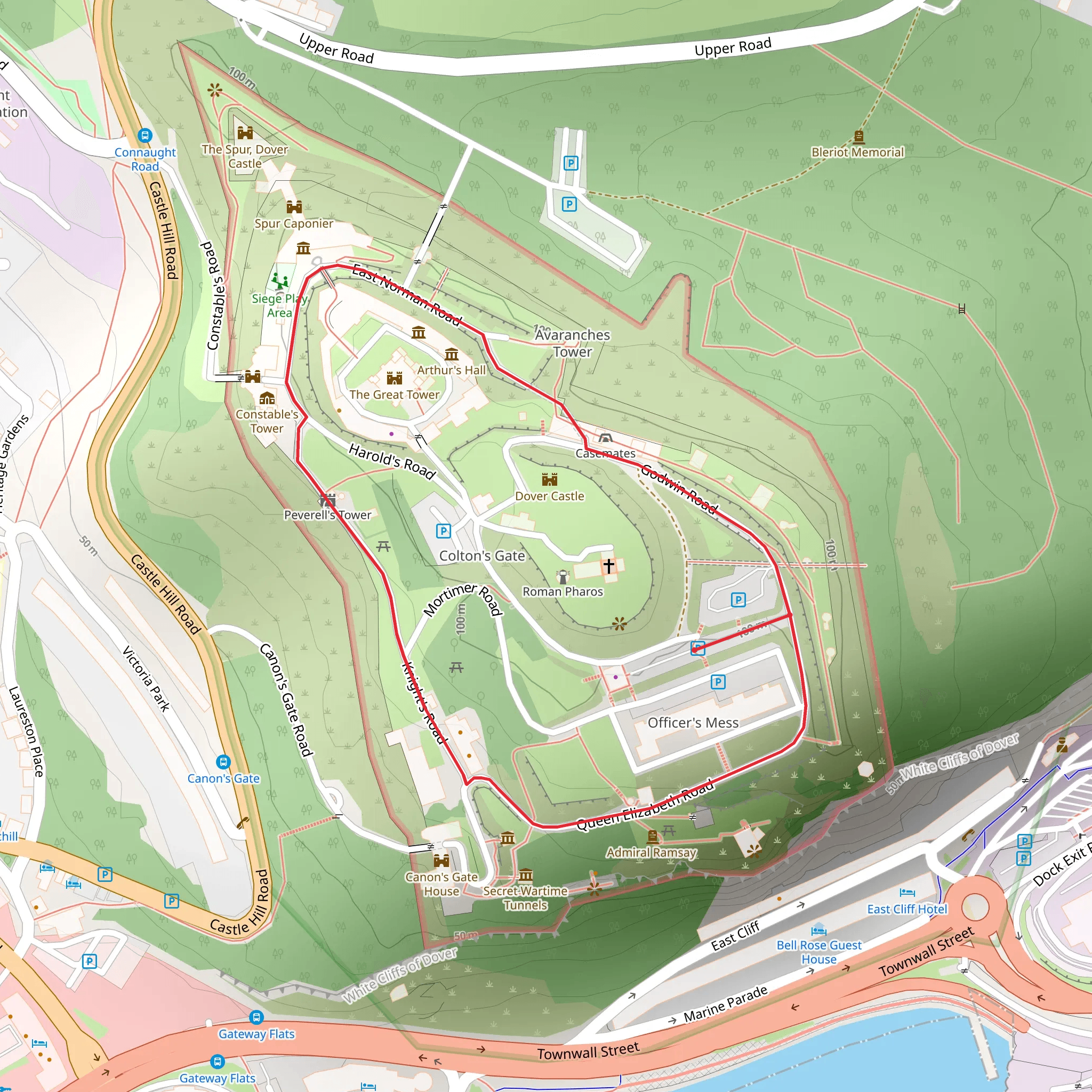 Dover Castle Loop mobile static map