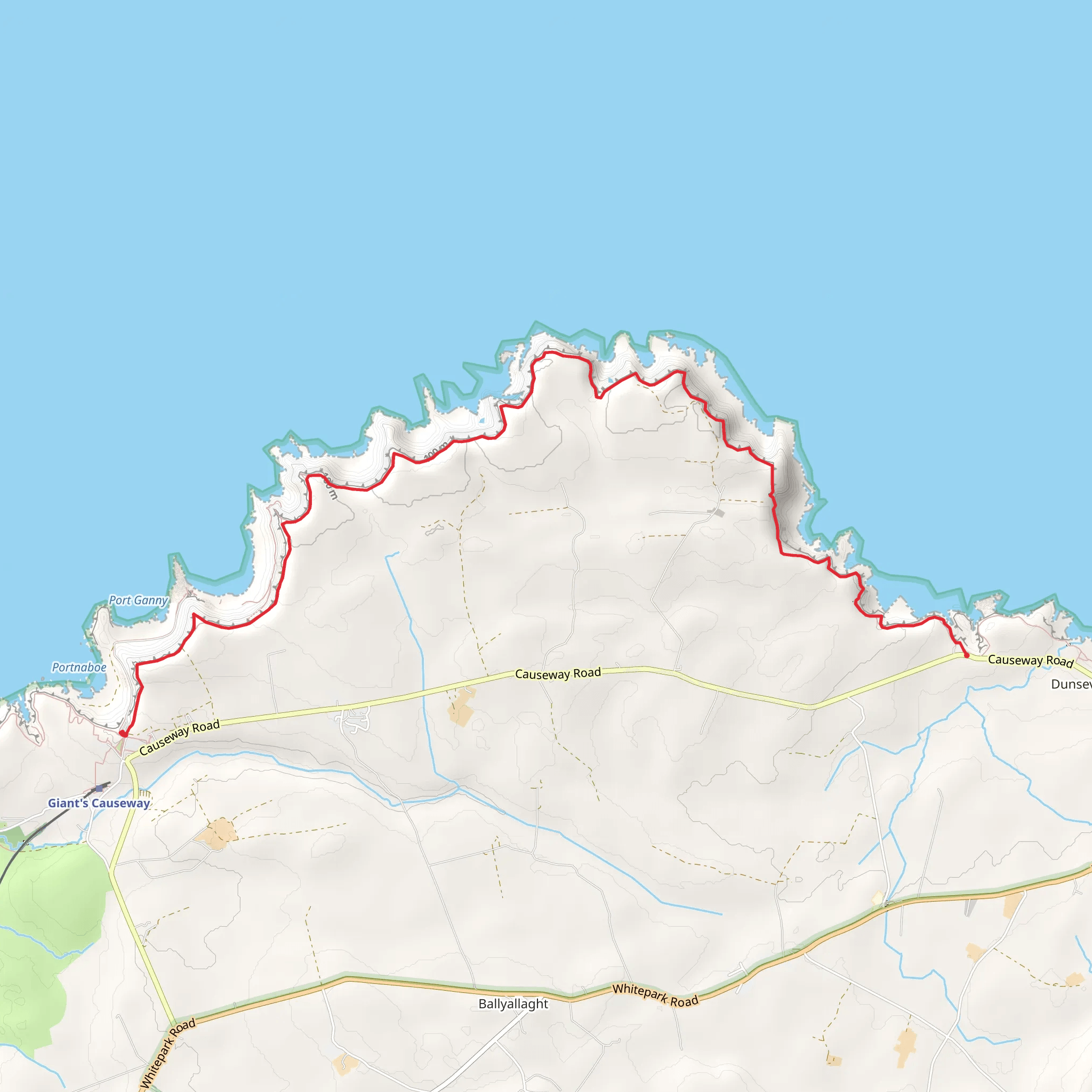 North Antrim Cliff Path – Dunseverick to Giant’s Causeway mobile static map