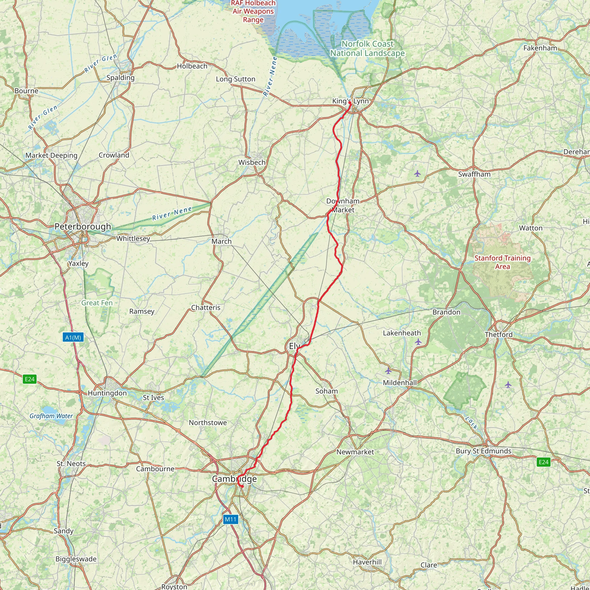 Fen Rivers Way mobile static map