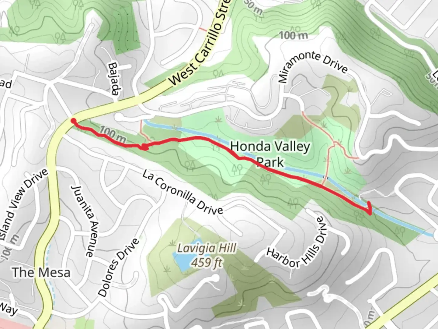 An image depicting the trail Honda Valley and Thornberry Parks Walk and its surrounding area.