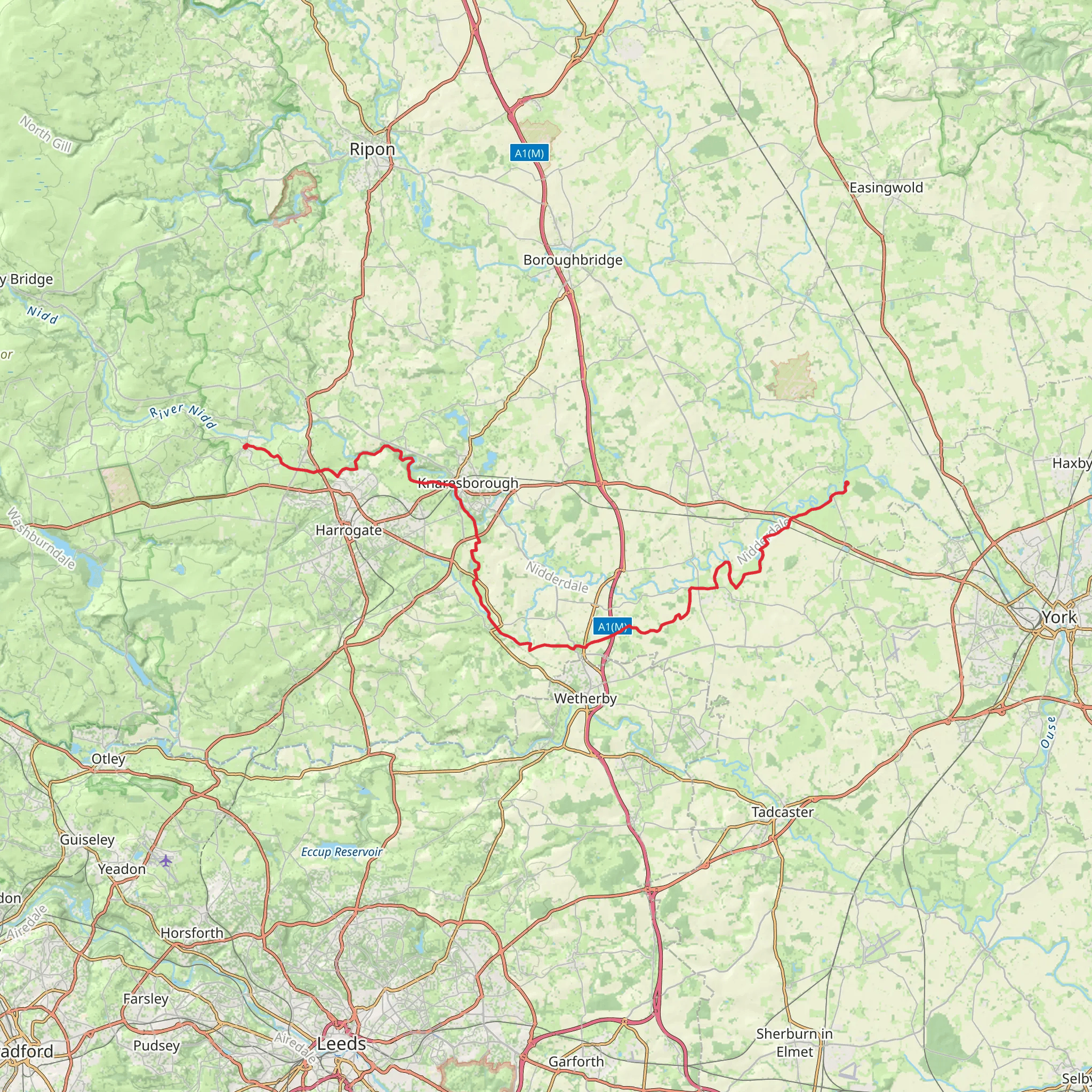 Hampsthwaite to Nidd - Ouse Confluence - Nidd Valley mobile static map