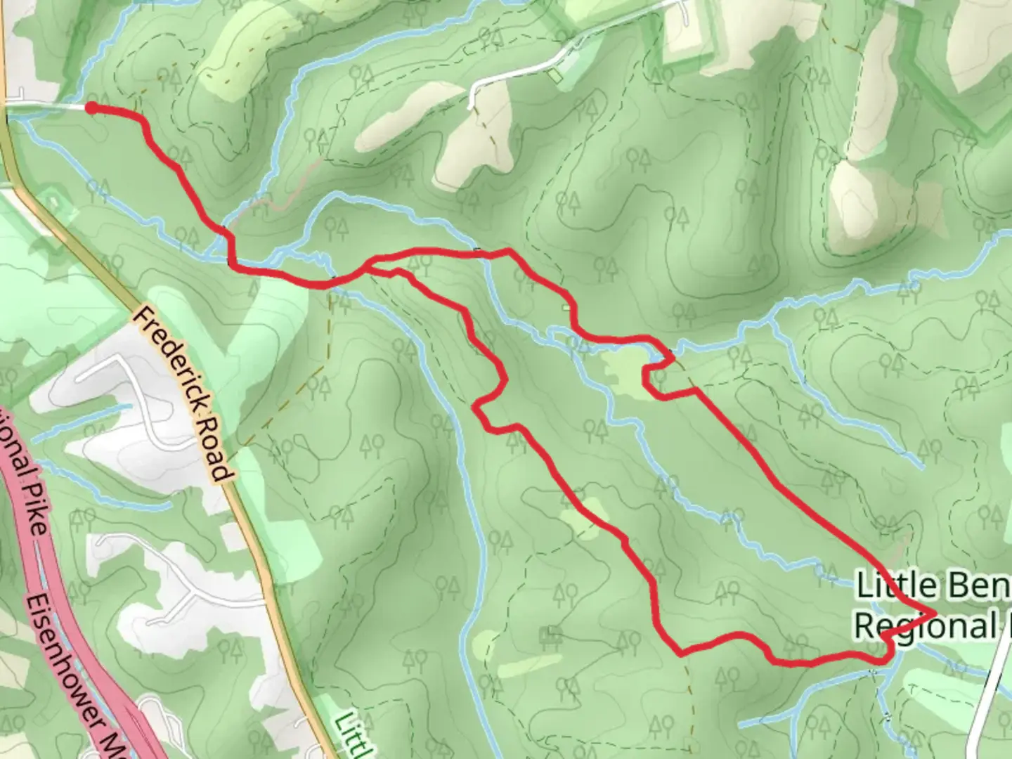 An image depicting the trail Wims Meadow Trail and Mound Builder Loop and its surrounding area.