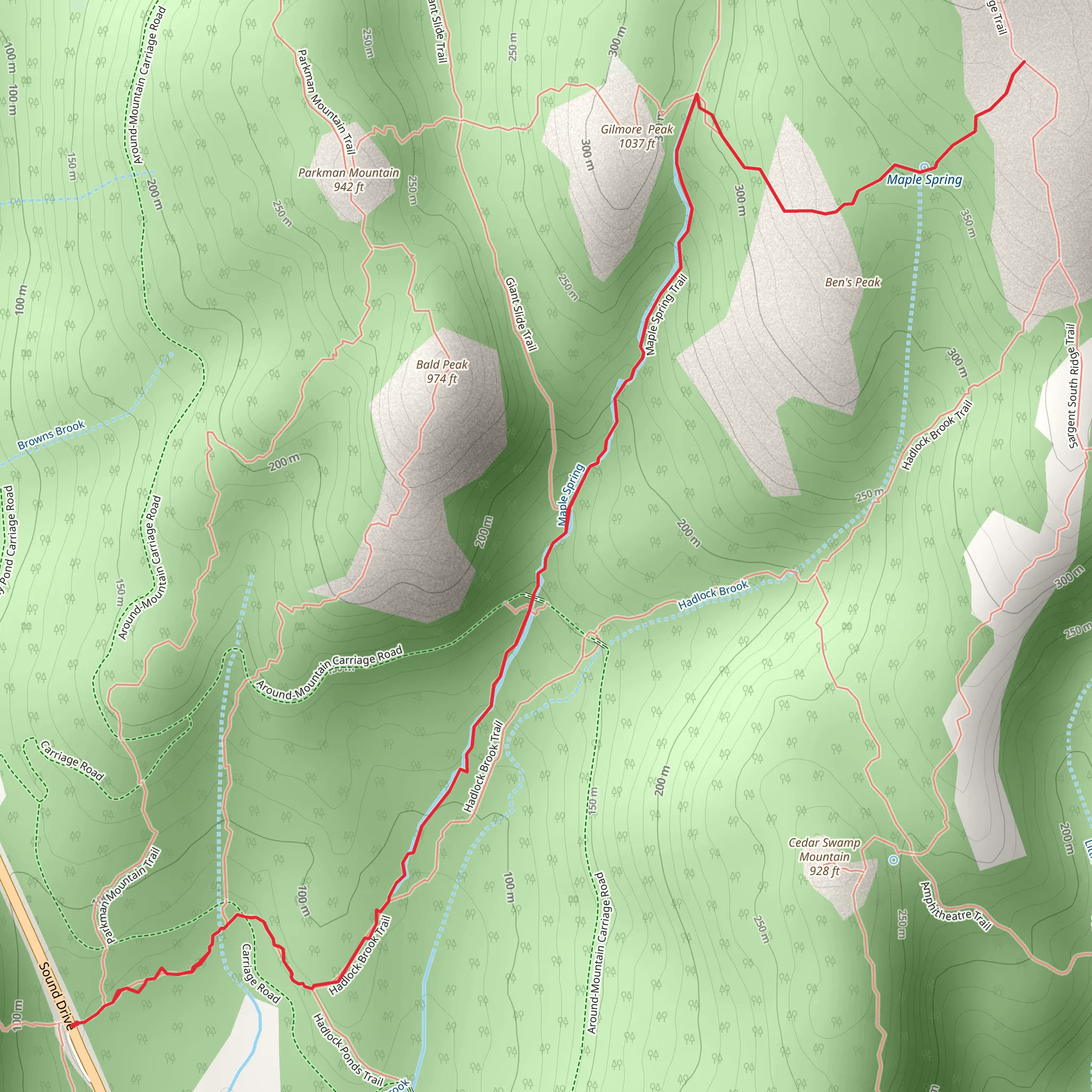 Maple Spring Trail via Hadlock Brook Trail mobile static map