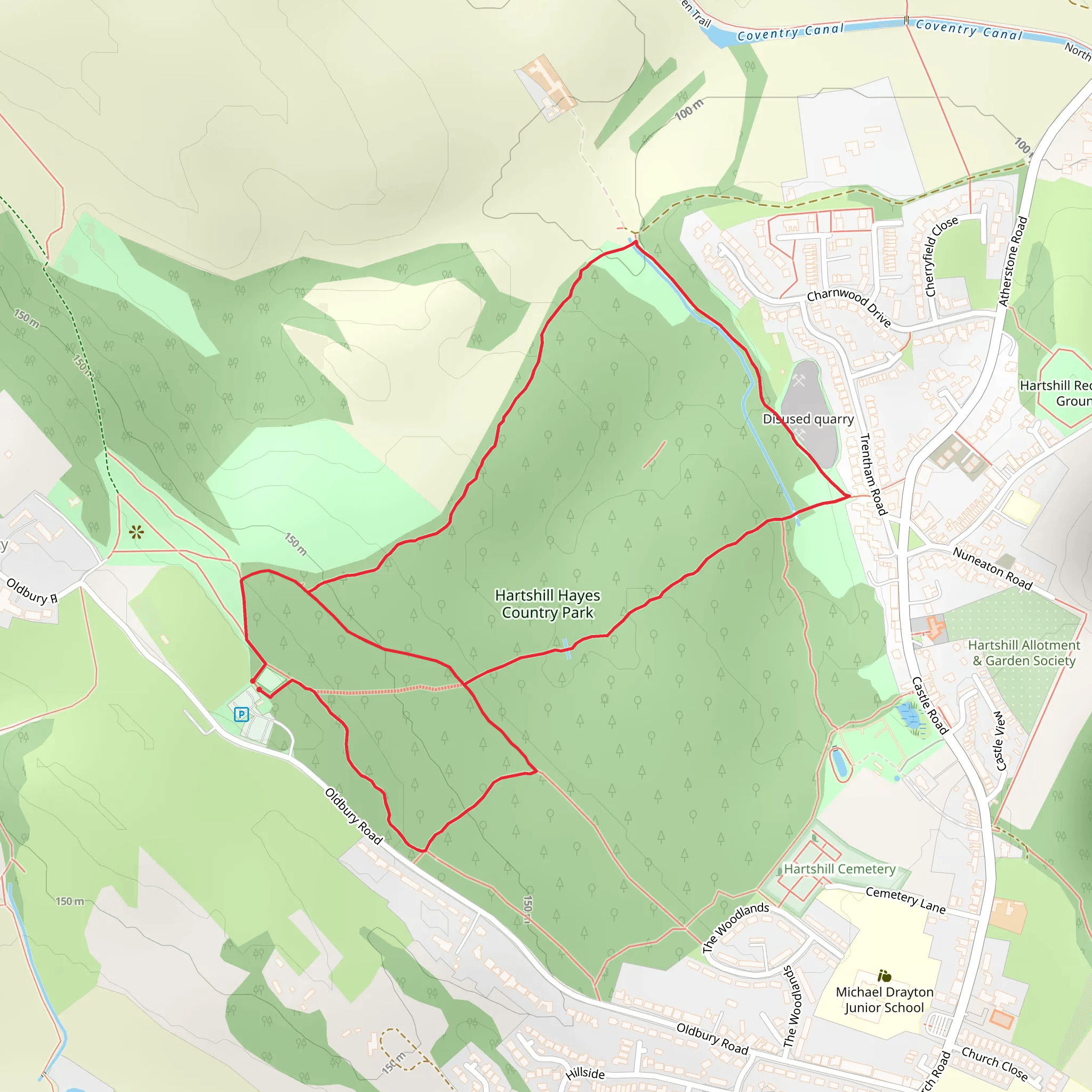 Hartshill Hayes Country Park Loop mobile static map