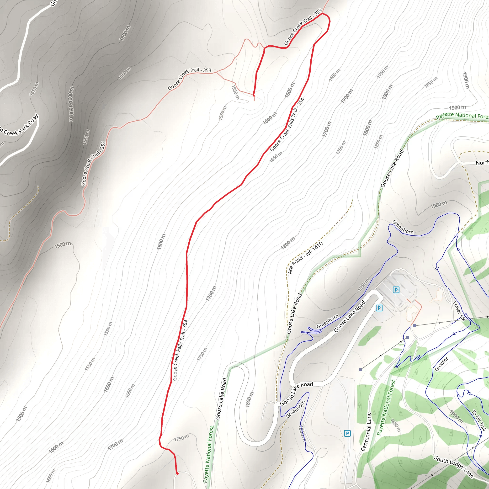 Goose Creek Falls Trail mobile static map