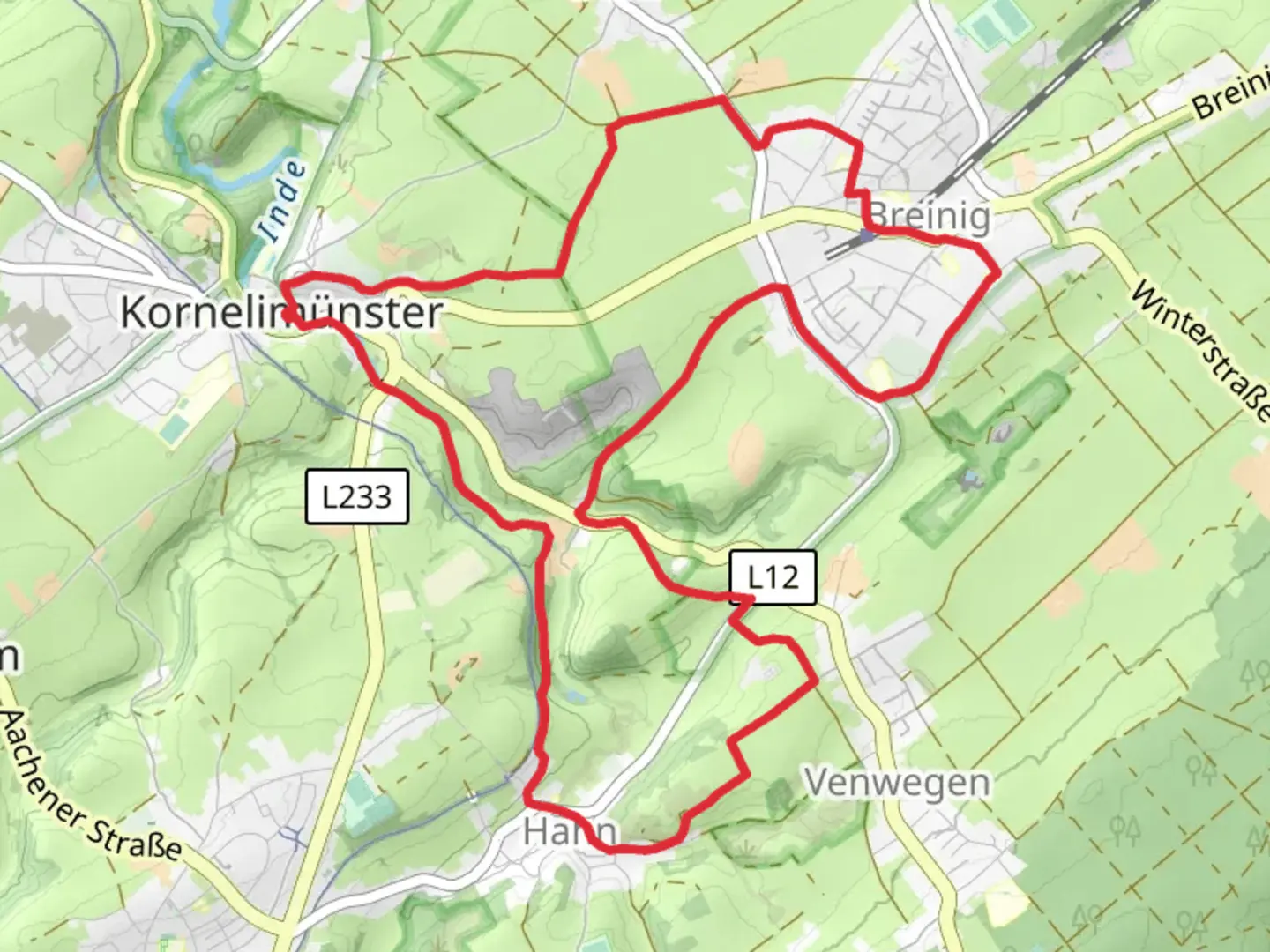 An image depicting the trail Breining Rundweg and its surrounding area.