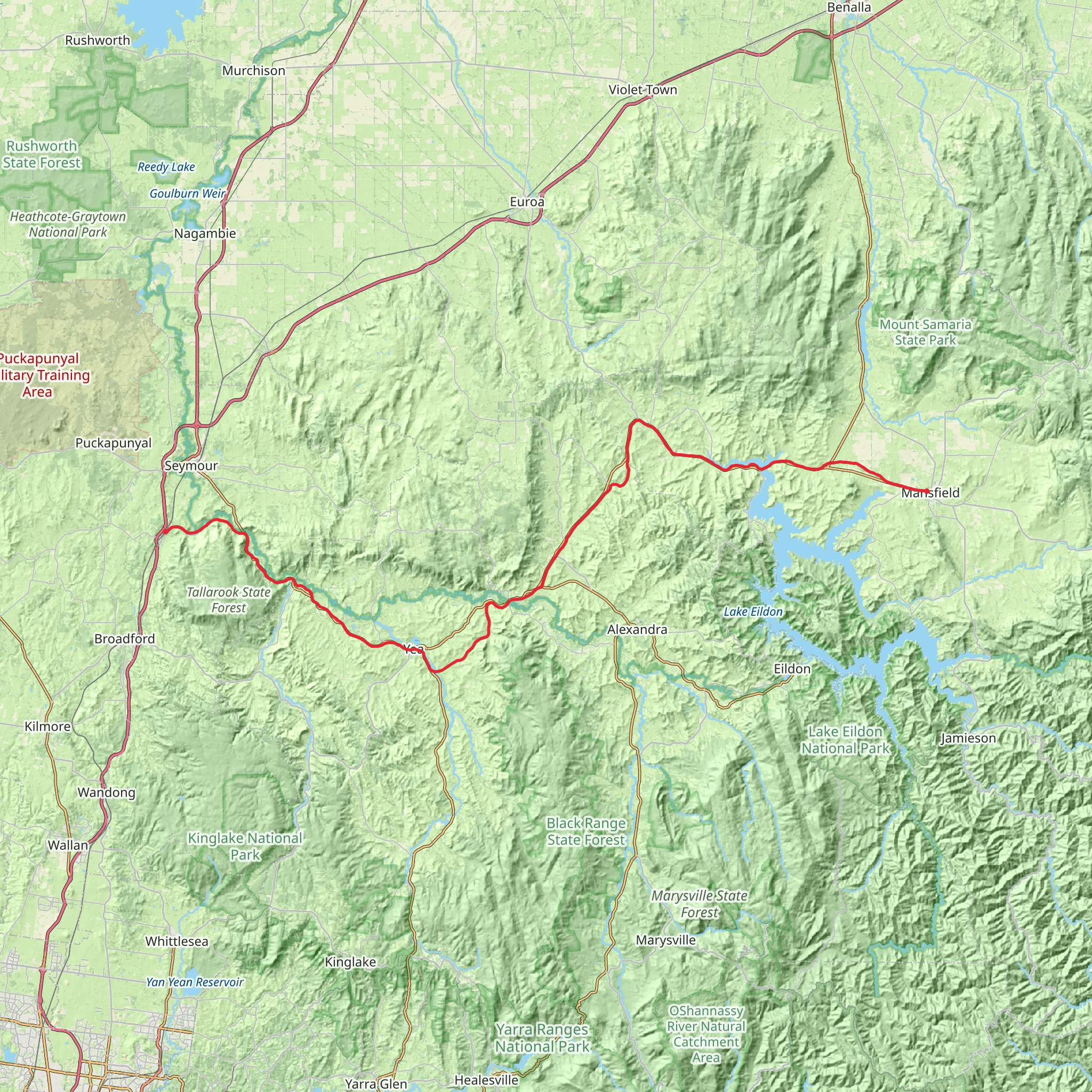 Great Victorian Rail Trail mobile static map