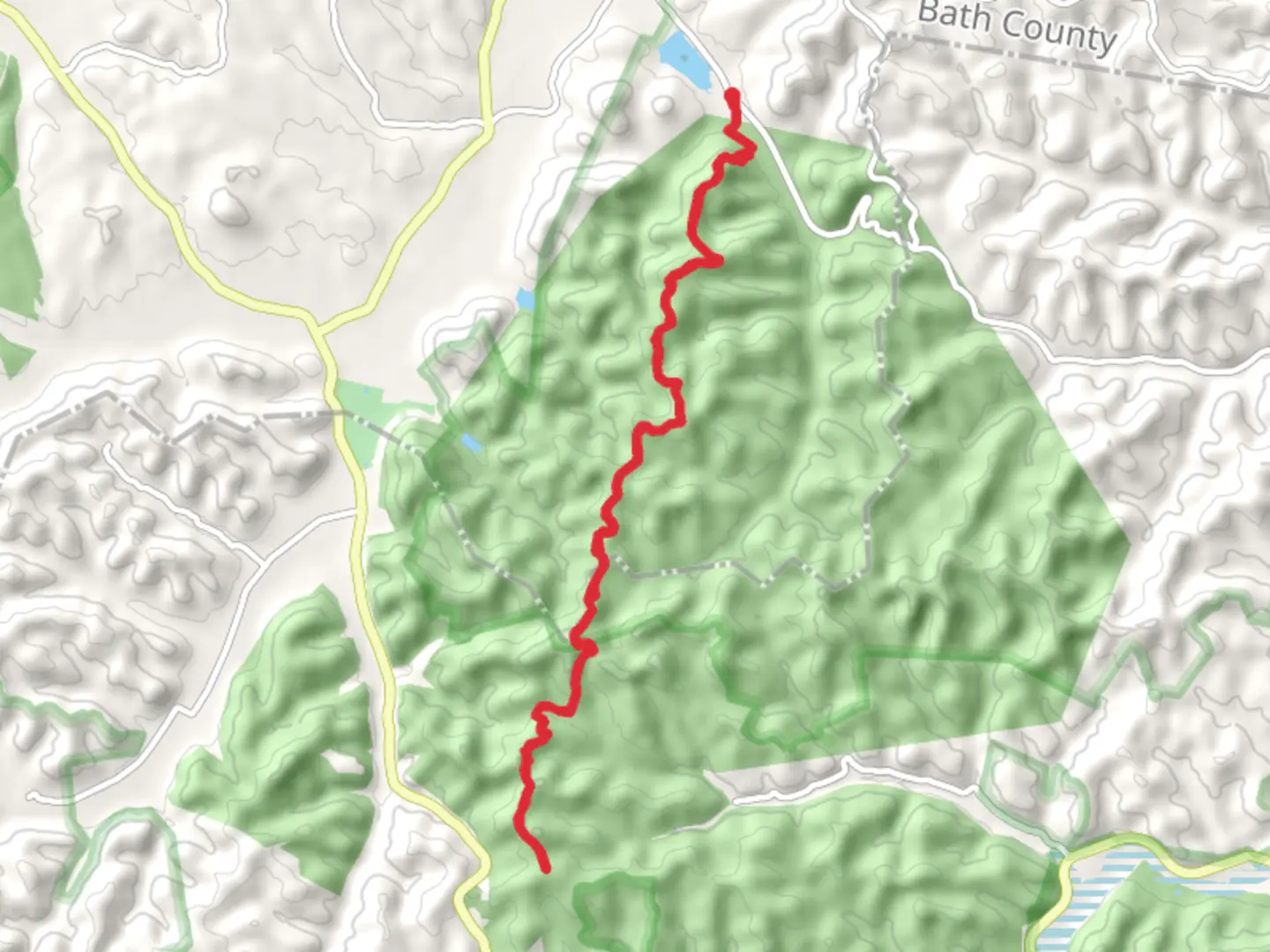 An image depicting the trail Sheltowee Trace NRT from Cedar Creek Road and its surrounding area.