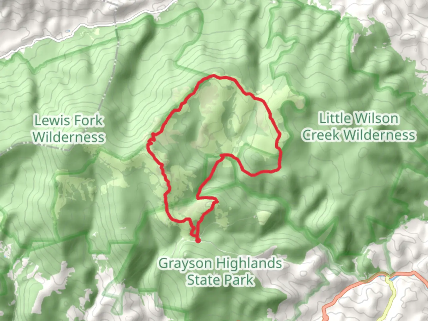 An image depicting the trail Appalachian Spur, Crest and Wilburn Ridge Loop Trail and its surrounding area.