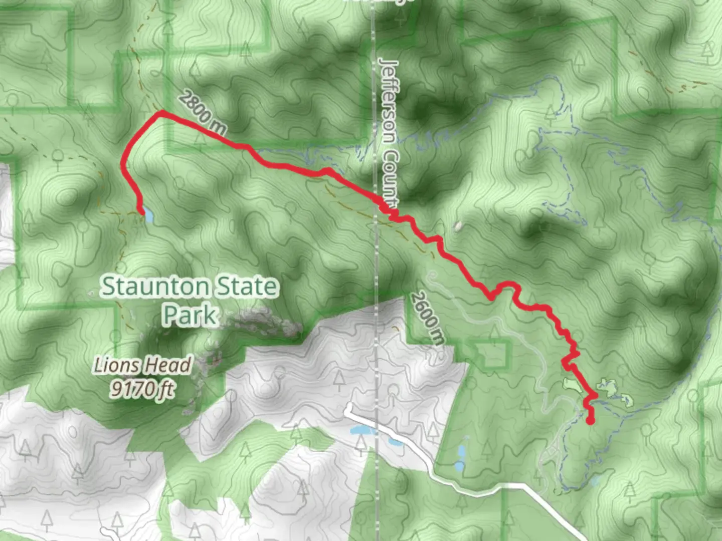 An image depicting the trail Elk Falls Pond via Bugling Elk and Staunton Ranch Trail and its surrounding area.