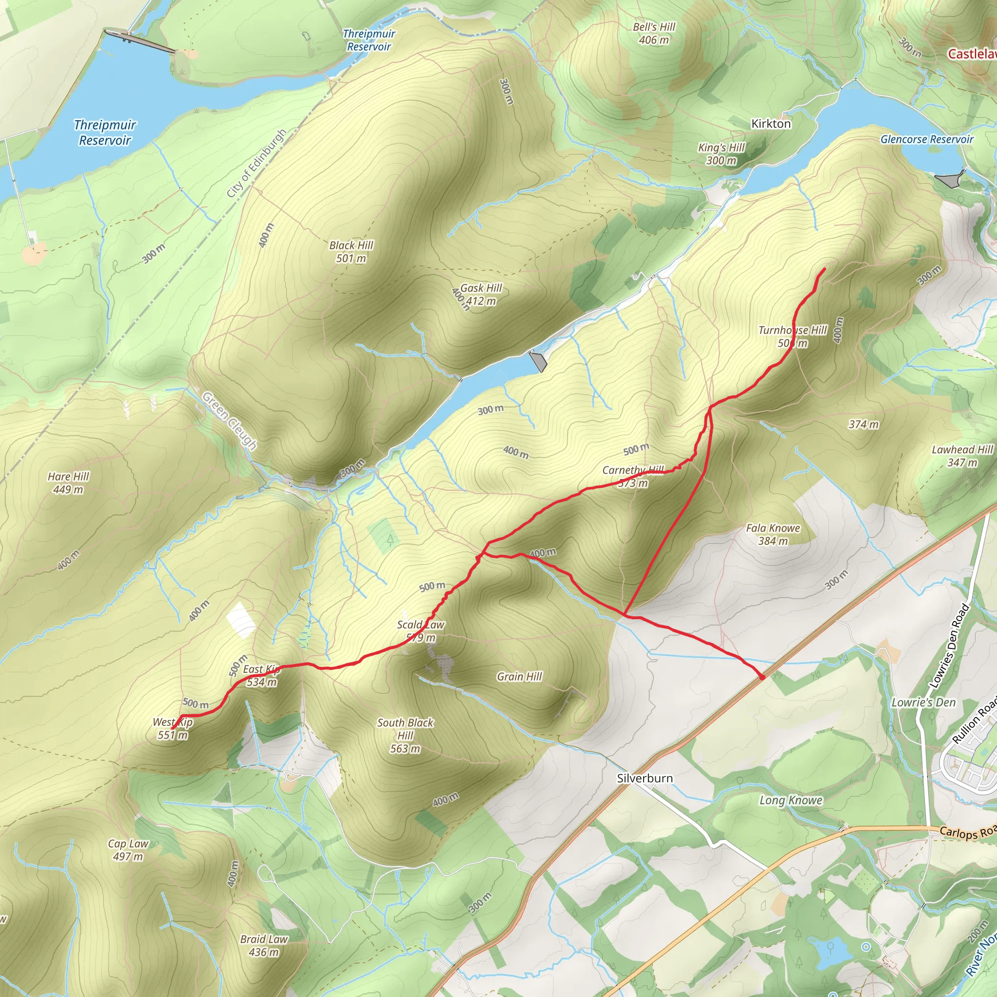 Scald Law and Pentland Hills Ridge from near Penicuik mobile static map
