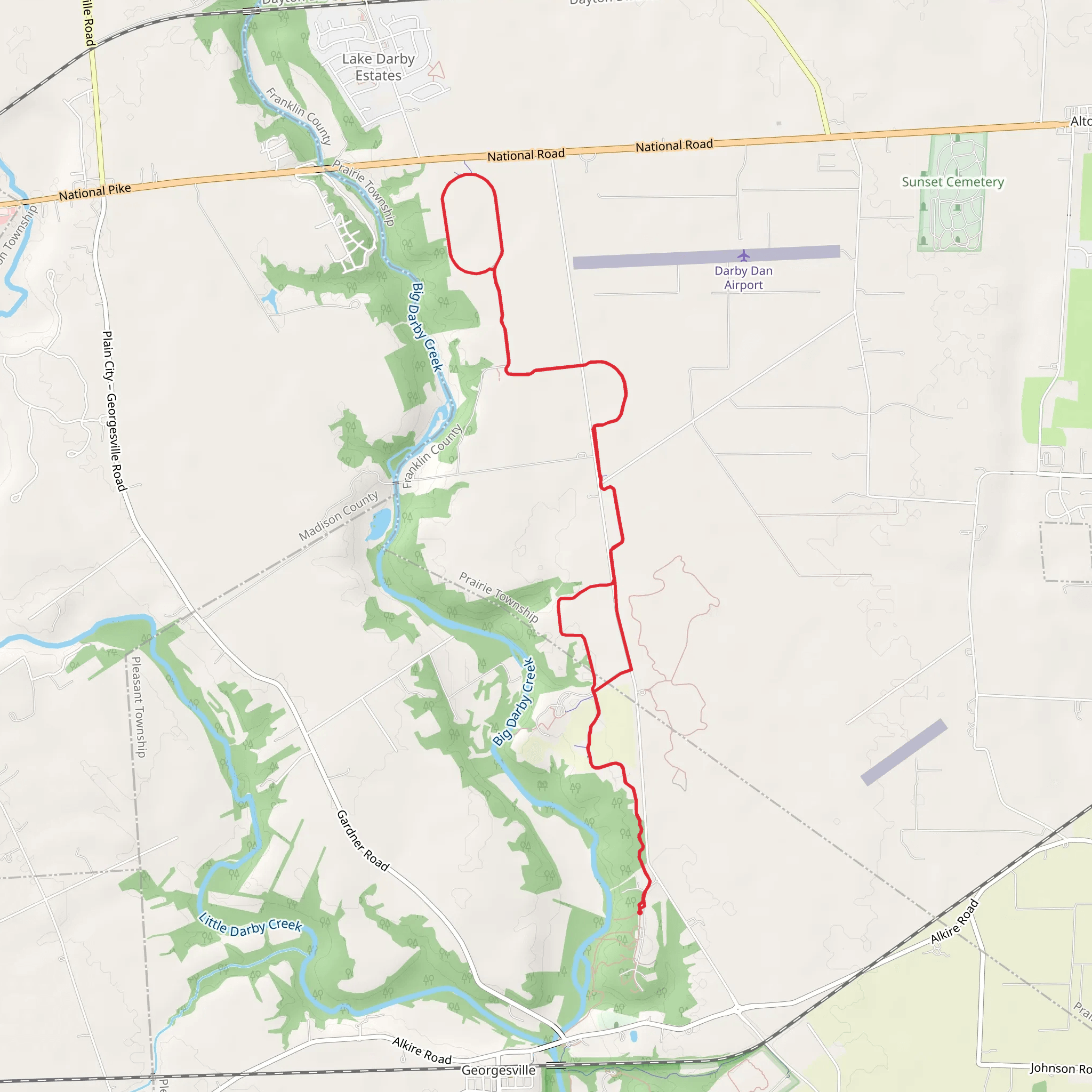 Darby Creek Greenway Trail mobile static map