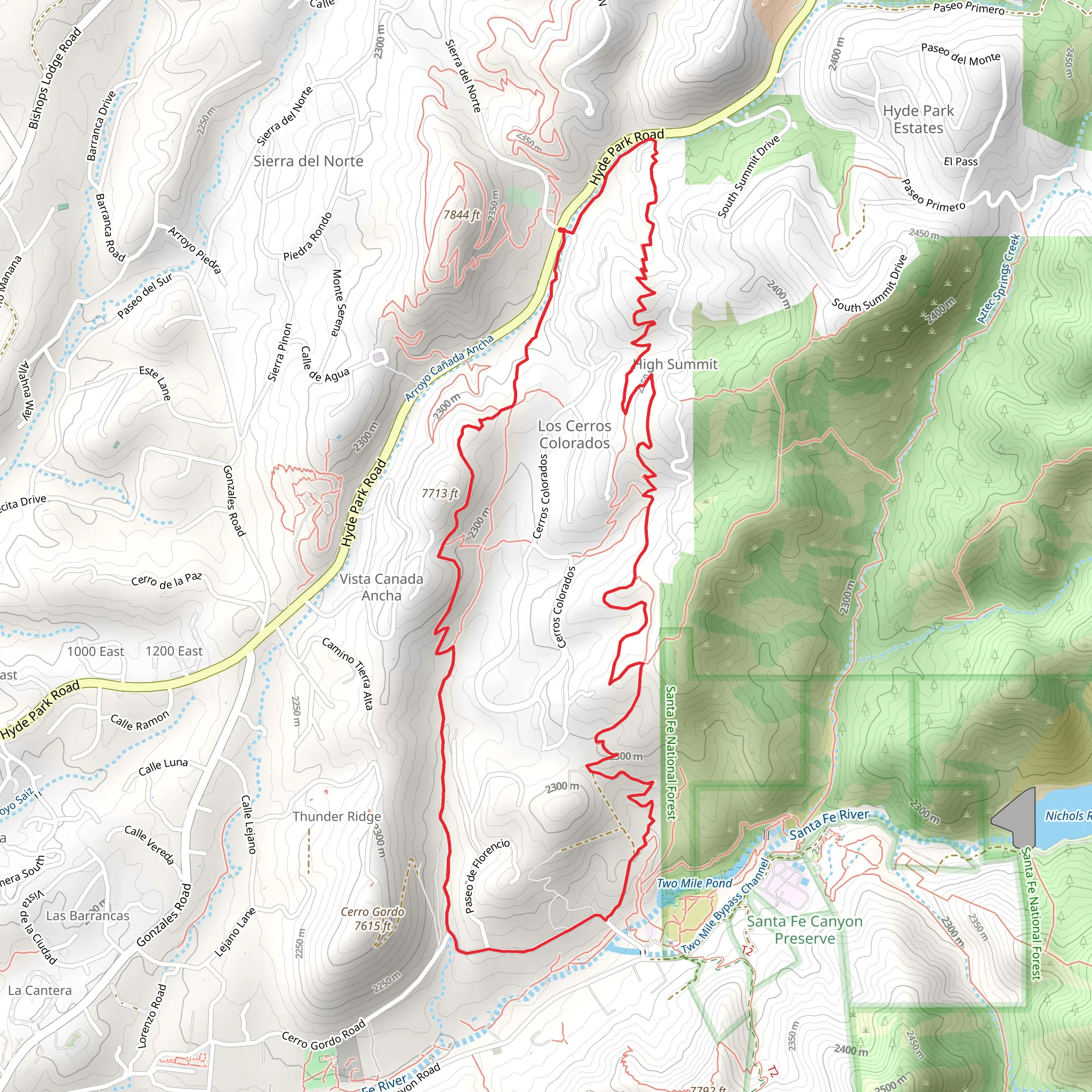Canada Ancha and South Summit Loop Trail mobile static map
