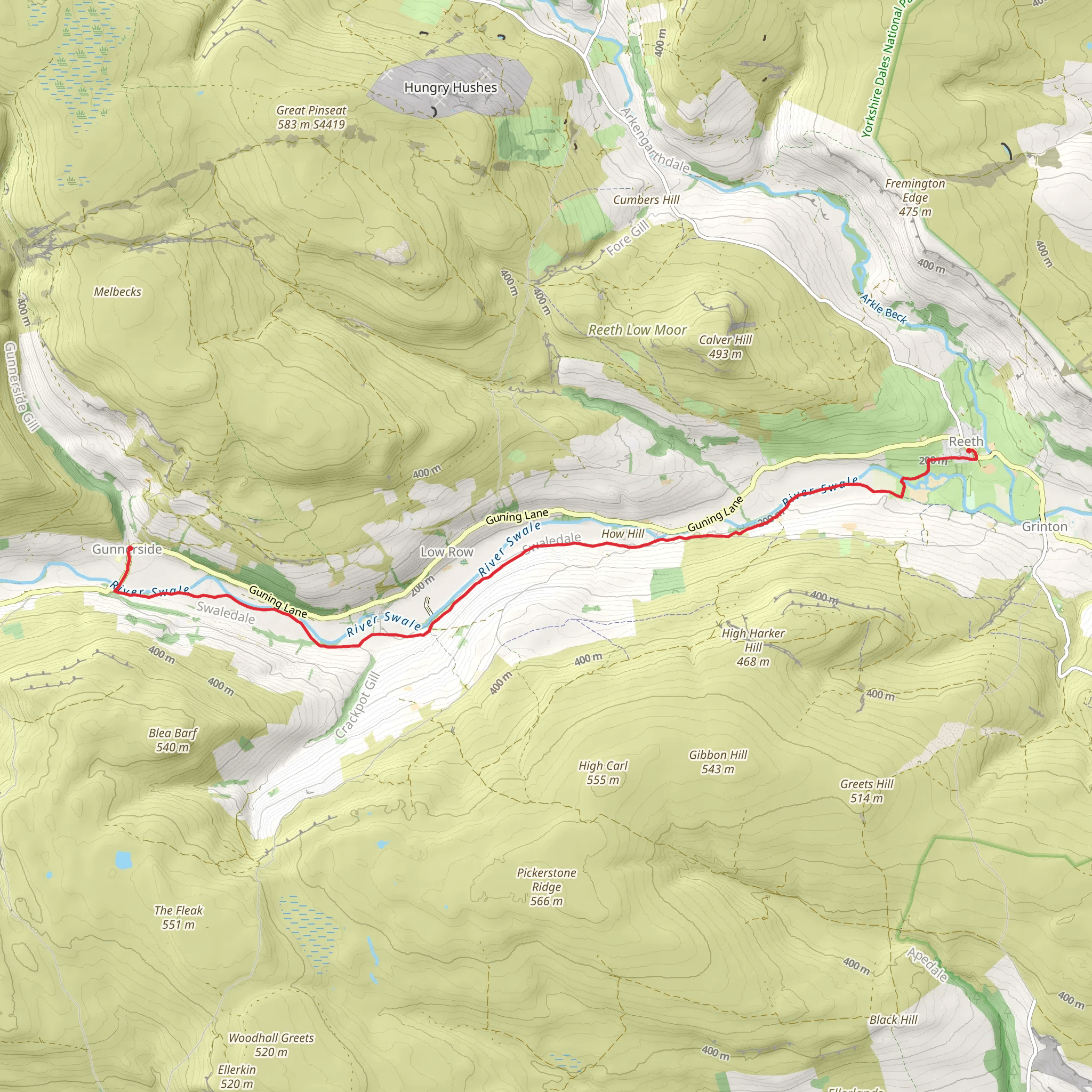 Low Level Swaledale Walk mobile static map