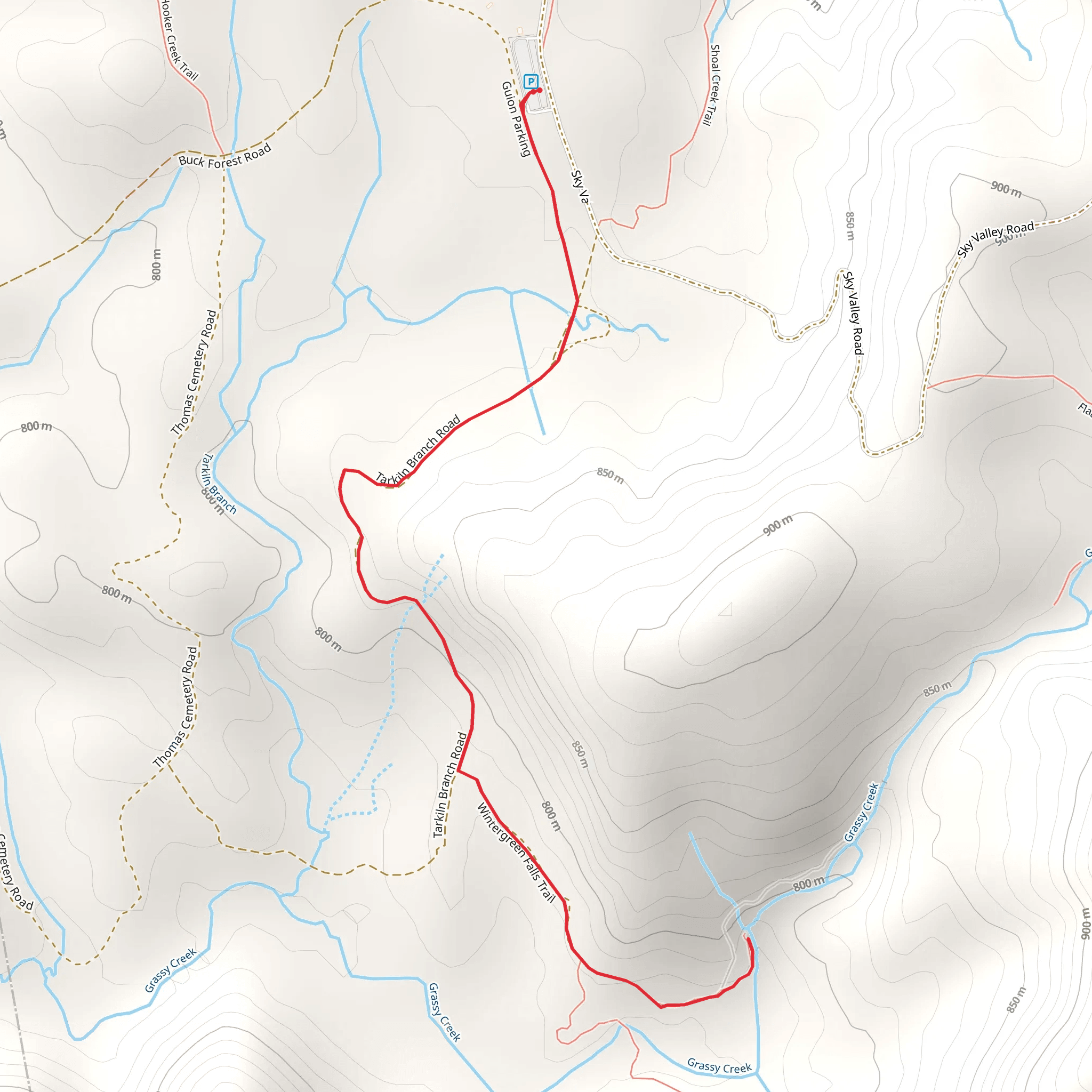 Wintergreen Falls Trail mobile static map