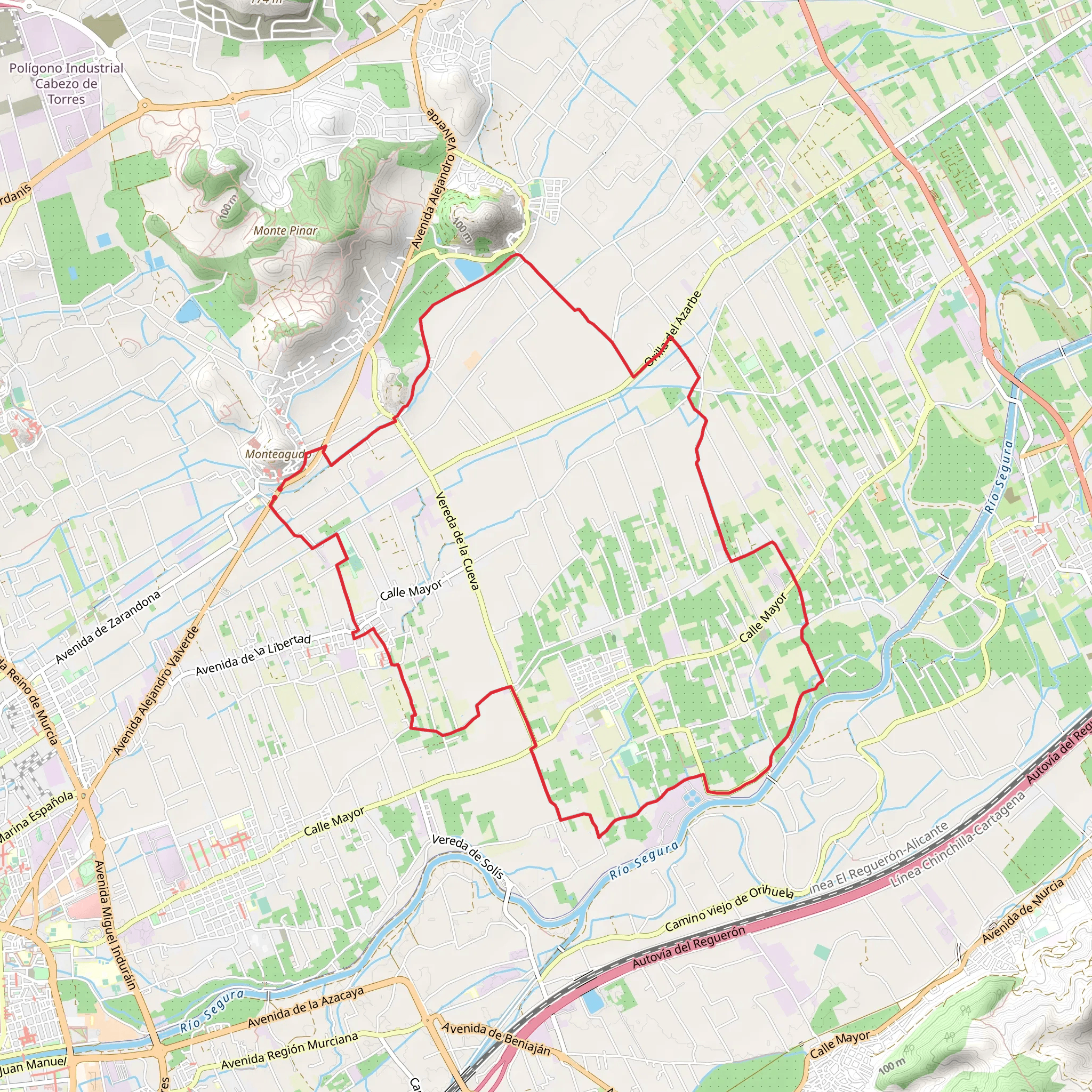 Path of the Northeast Orchard of Murcia PR MU 114 mobile static map