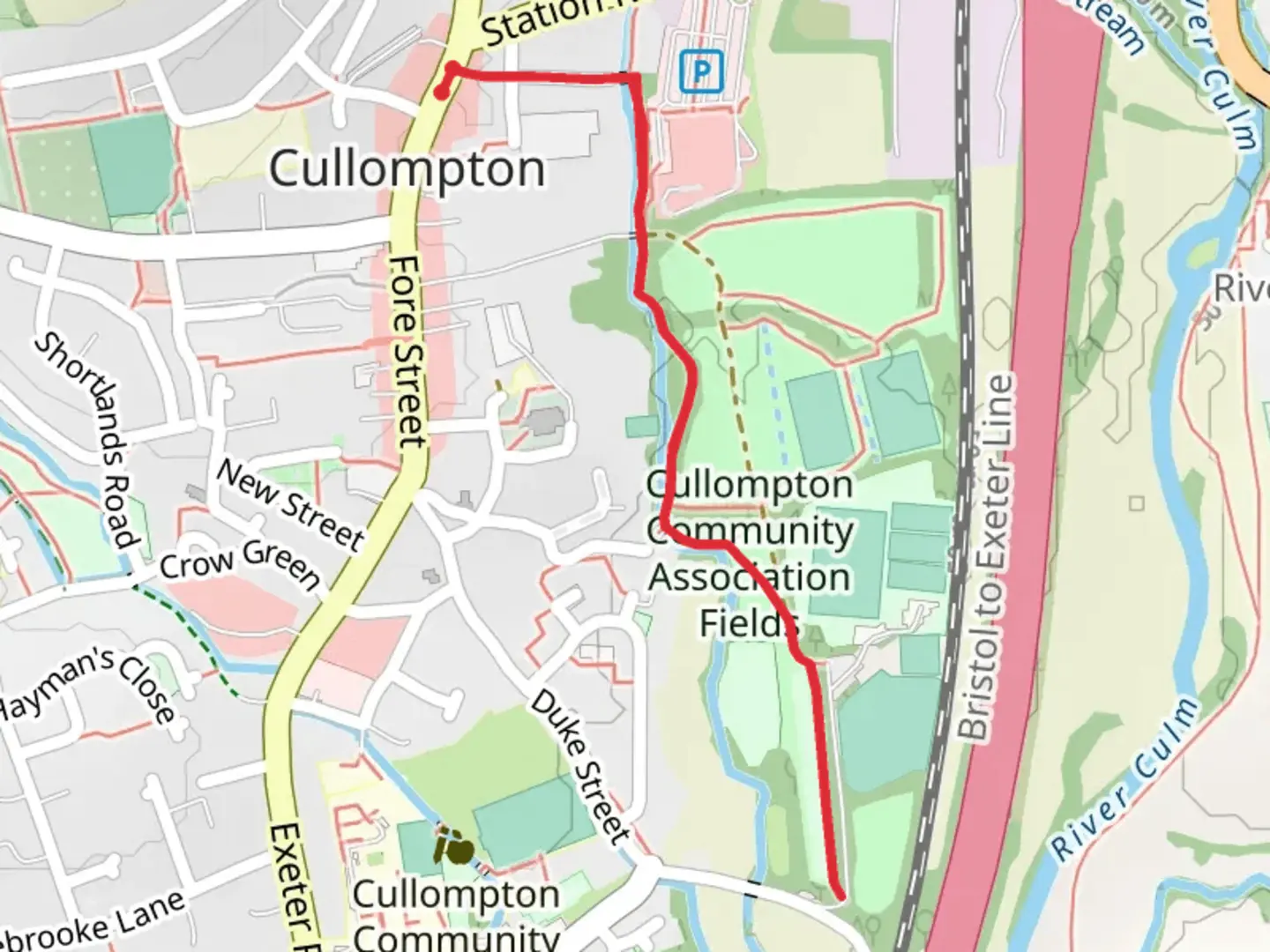An image depicting the trail Cullompton Walk and its surrounding area.