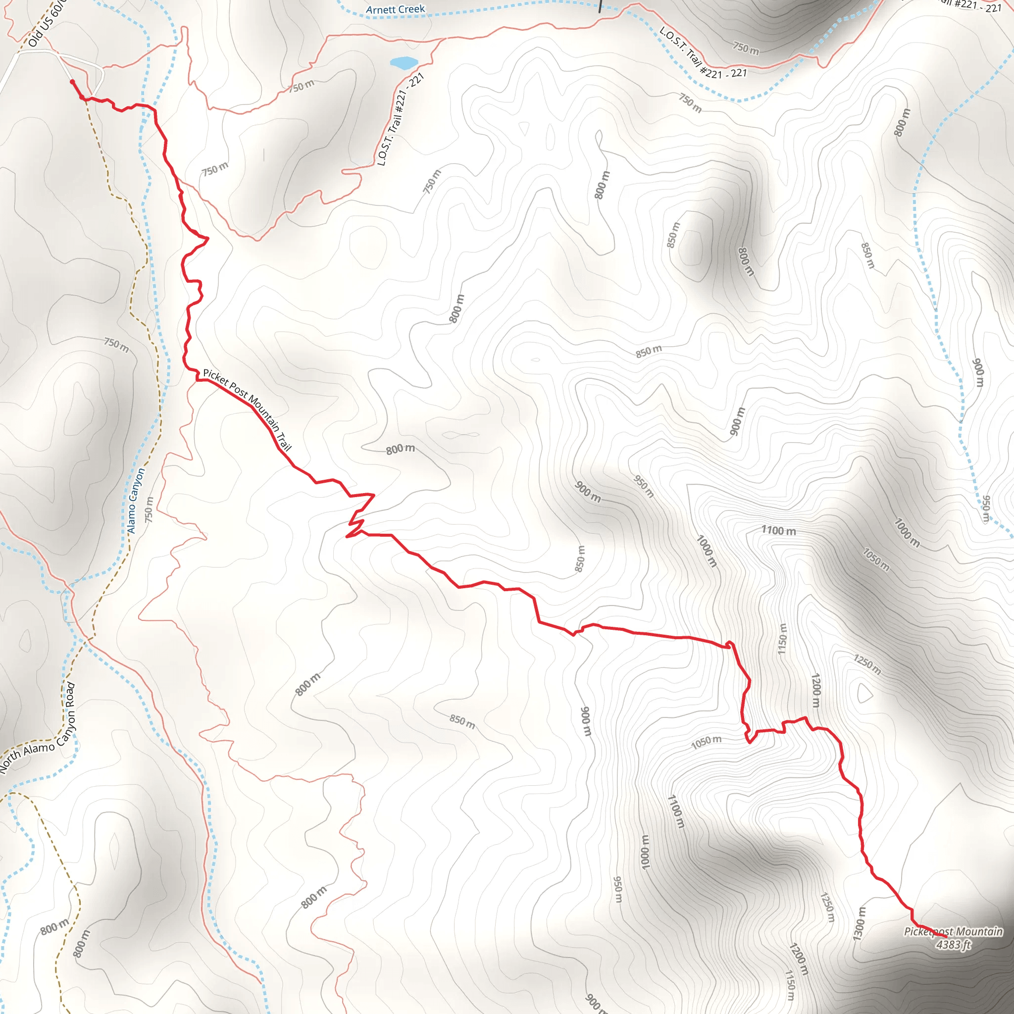 Picket Post Mountain Trail mobile static map