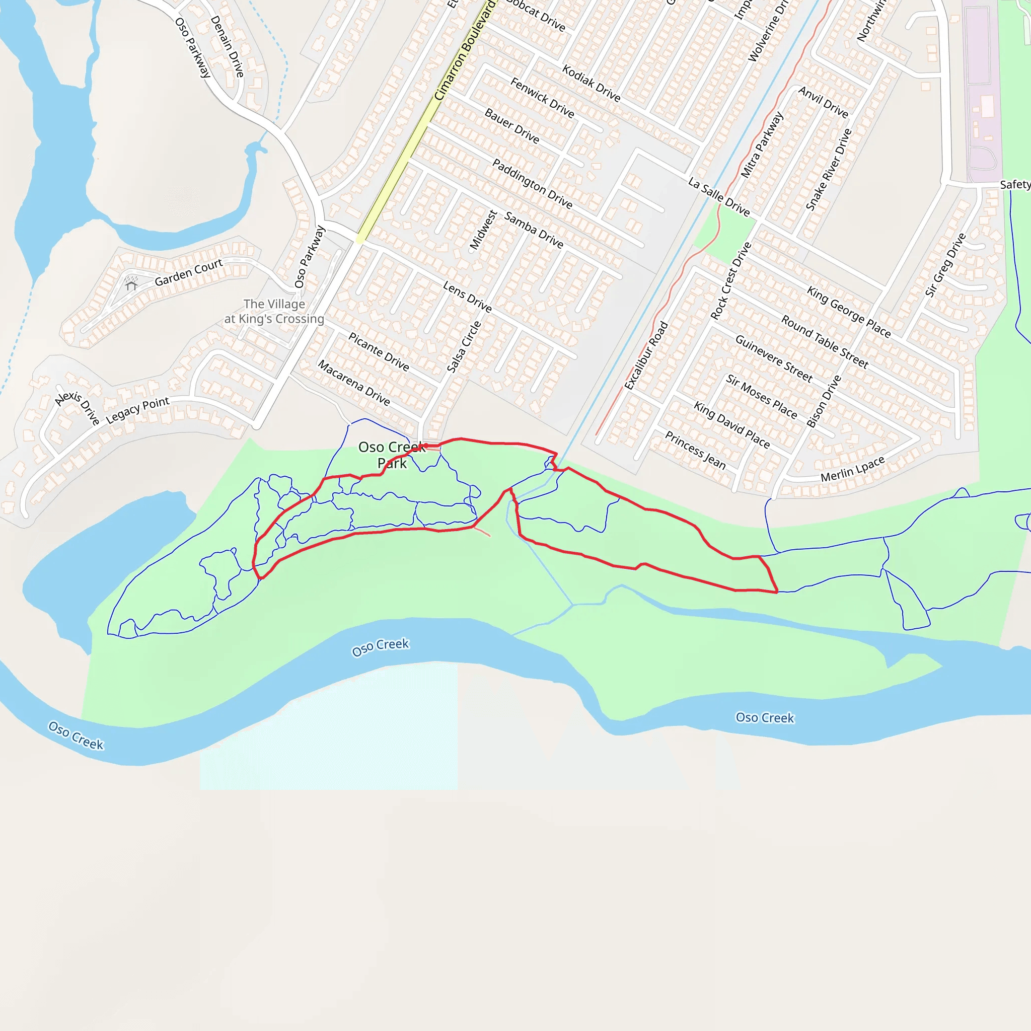 Oso Creek Park Loop mobile static map