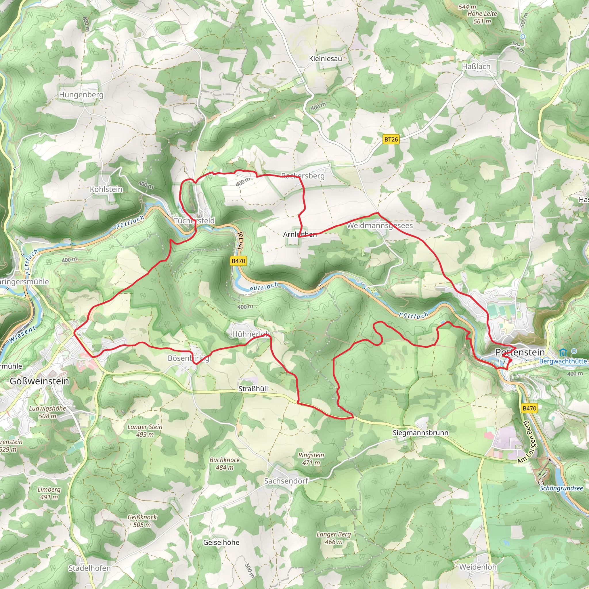 Prottenstein and Tuchersfeld Loop mobile static map