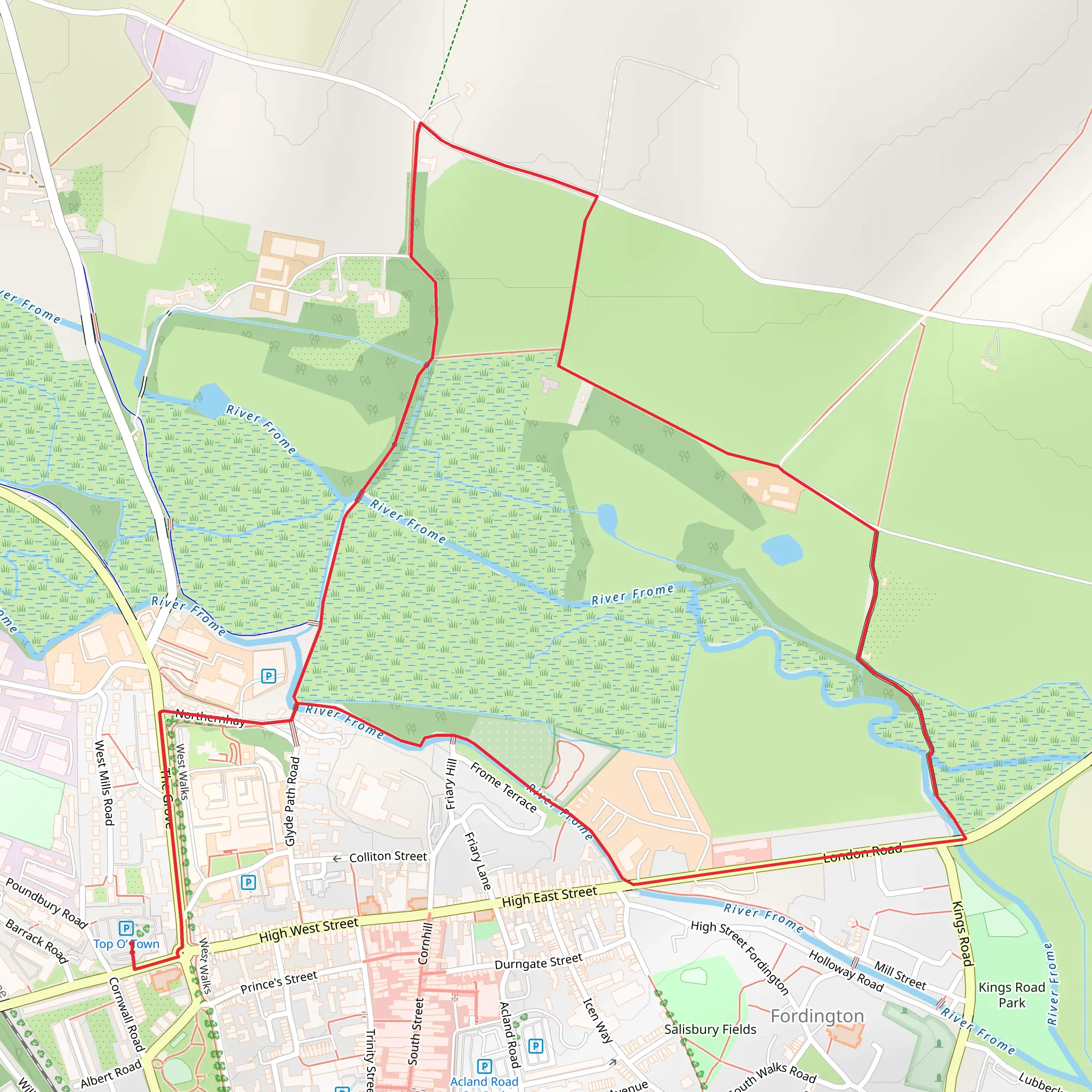 River Frome Loop - Dorchester mobile static map