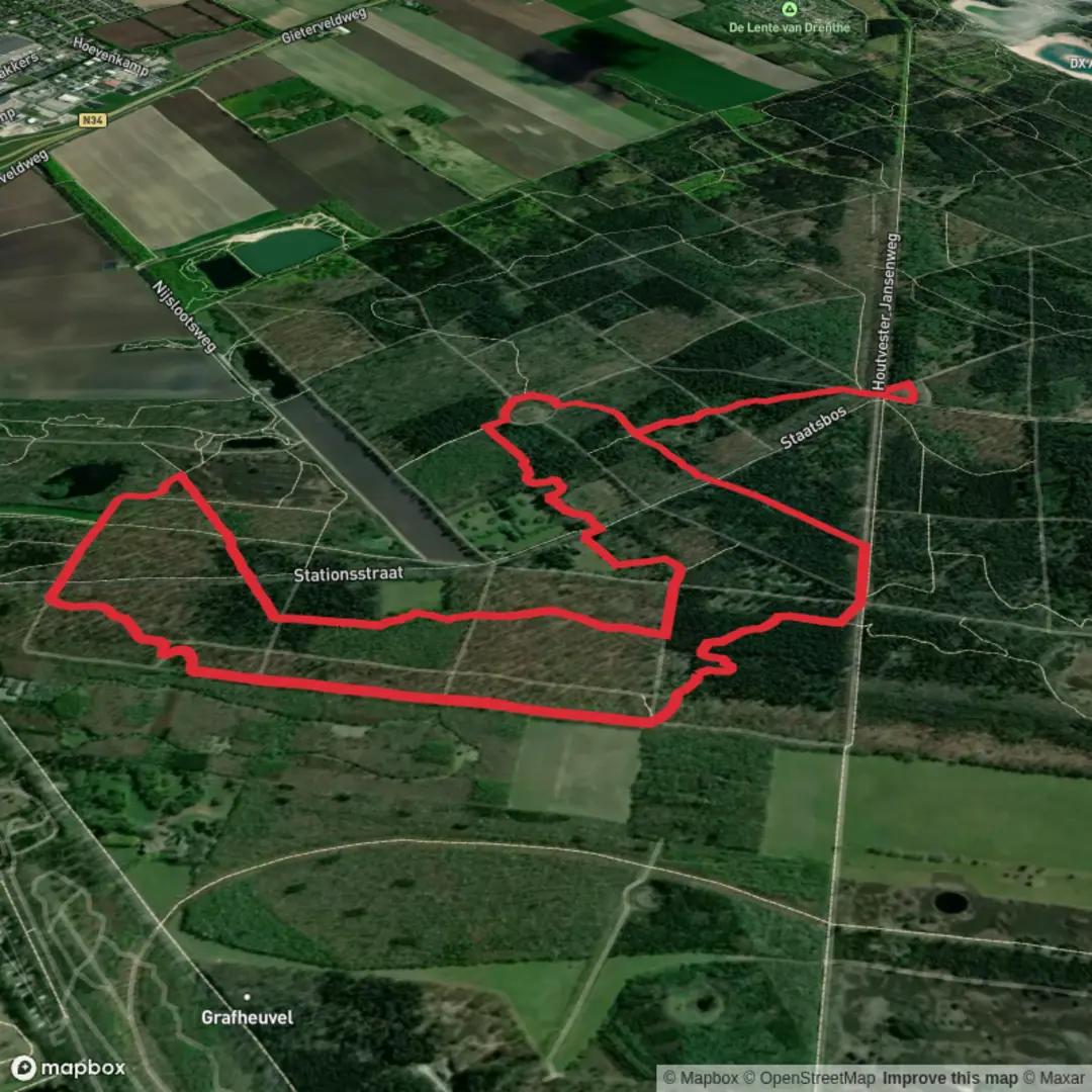 An image depicting the trail Sekmeer and Gietenerveld Loop and its surrounding area.