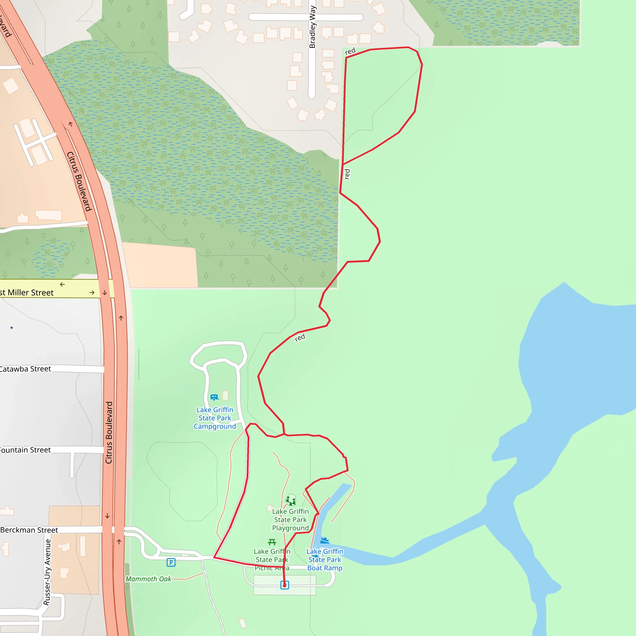 Red Loop - Lake Griffin State Park mobile static map